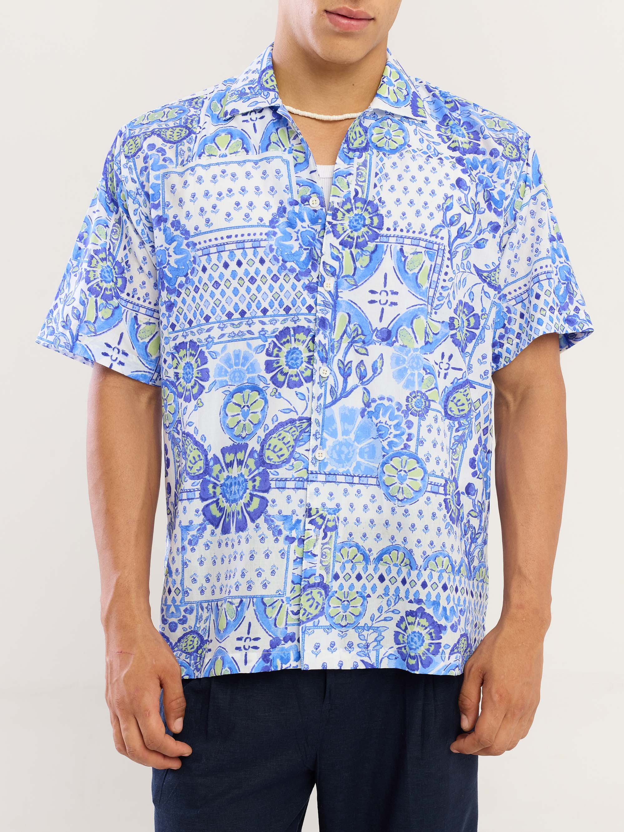 Blue Mosaic Printed Shirt - Image 4