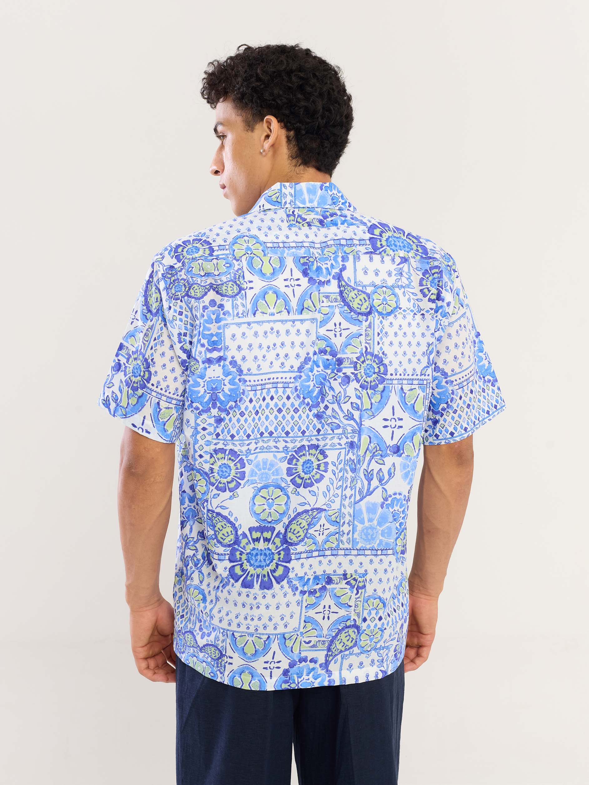 Blue Mosaic Printed Shirt - Image 6