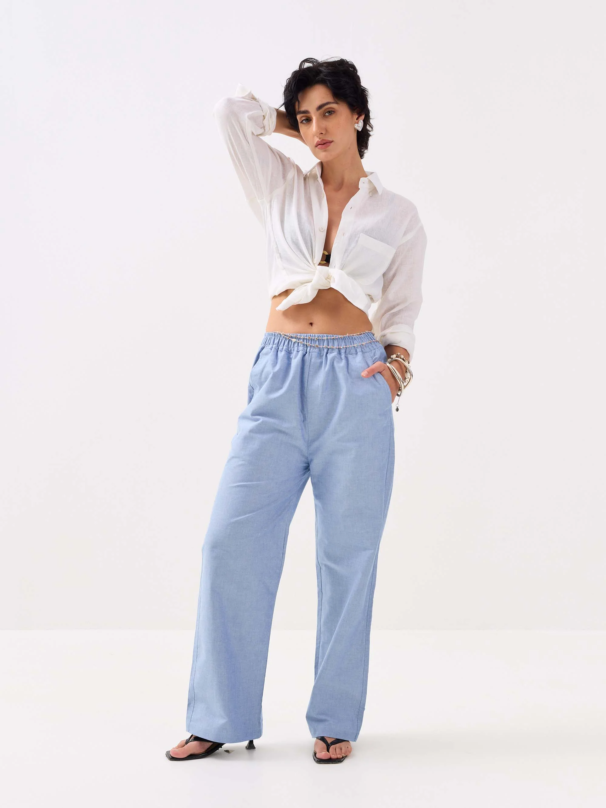 Blue Oxford Pull-on Pants - Image 4