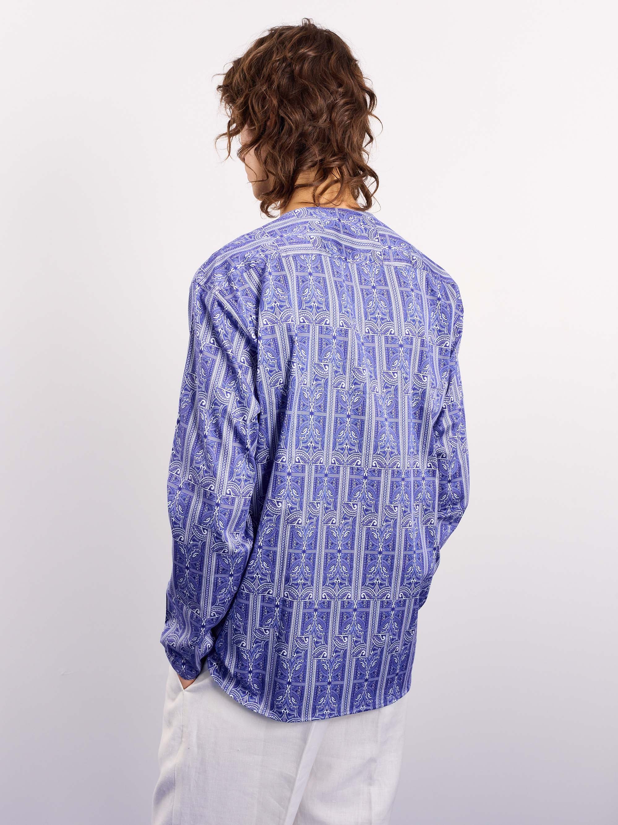Blue Patterned Satin Pullover - Image 8