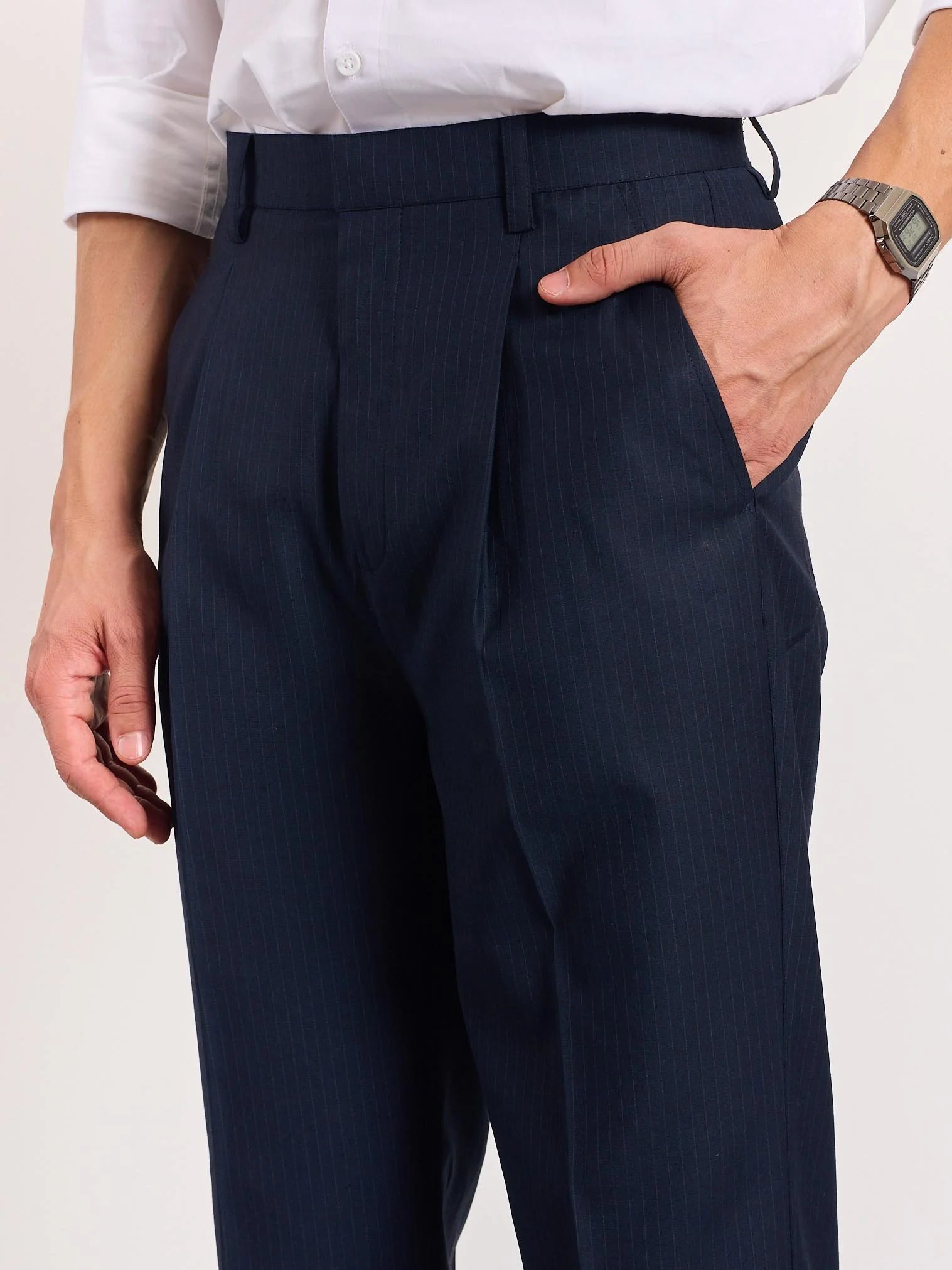 Blue Pinstriped Trousers - Image 6