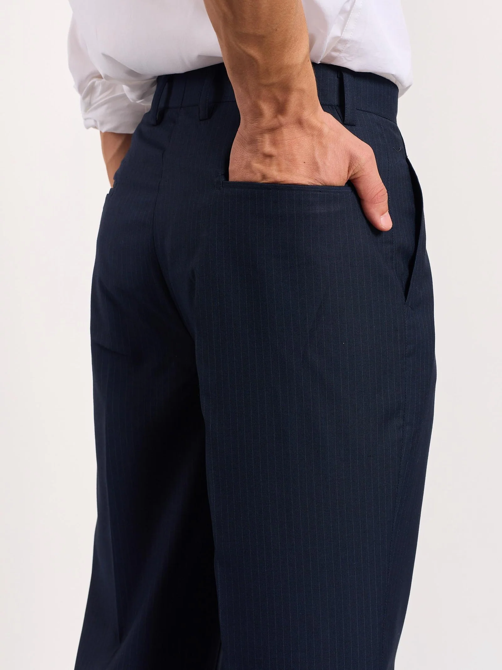Blue Pinstriped Trousers - Image 7