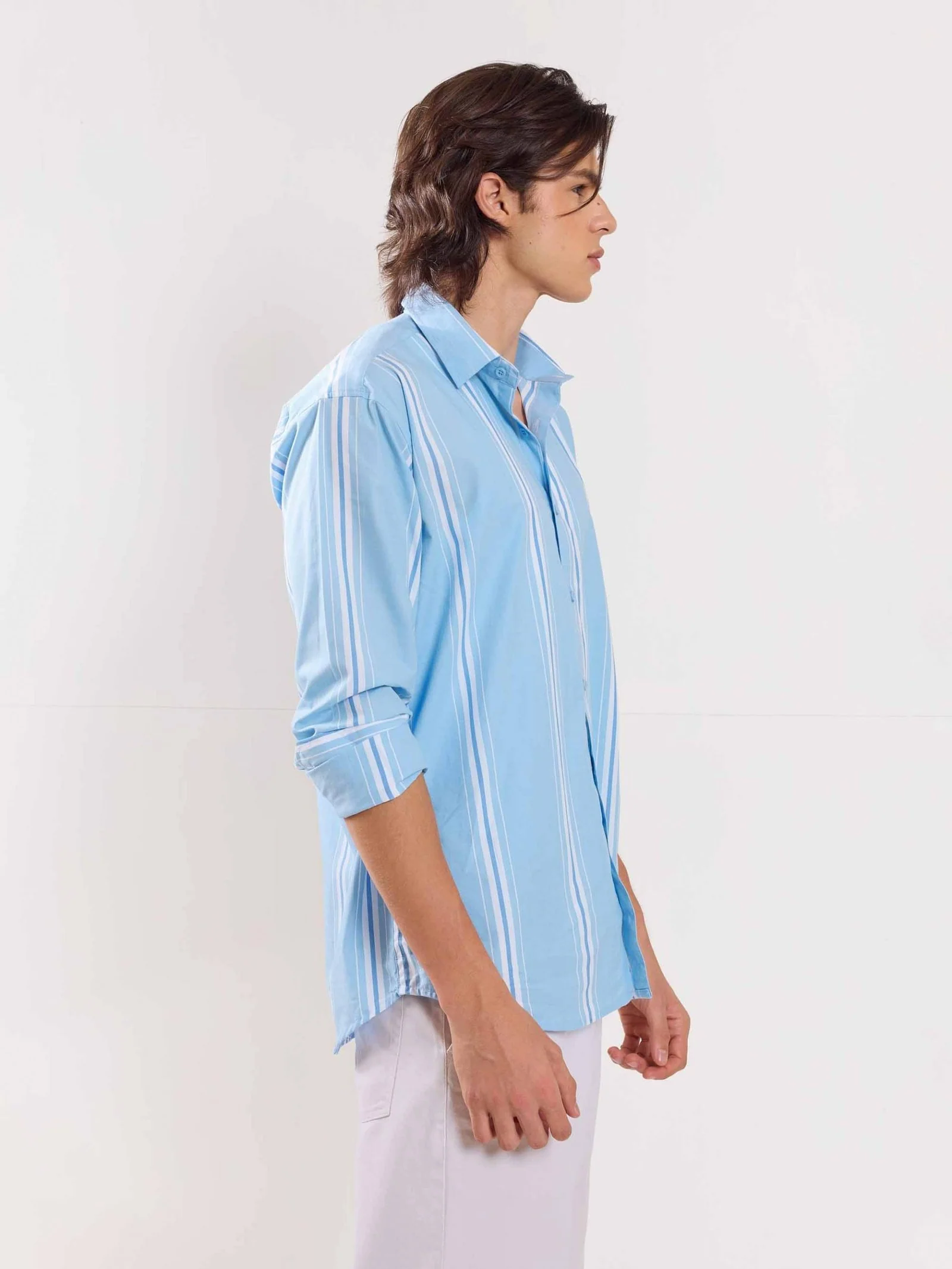 Blue Poplin Striped Shirt - Image 5