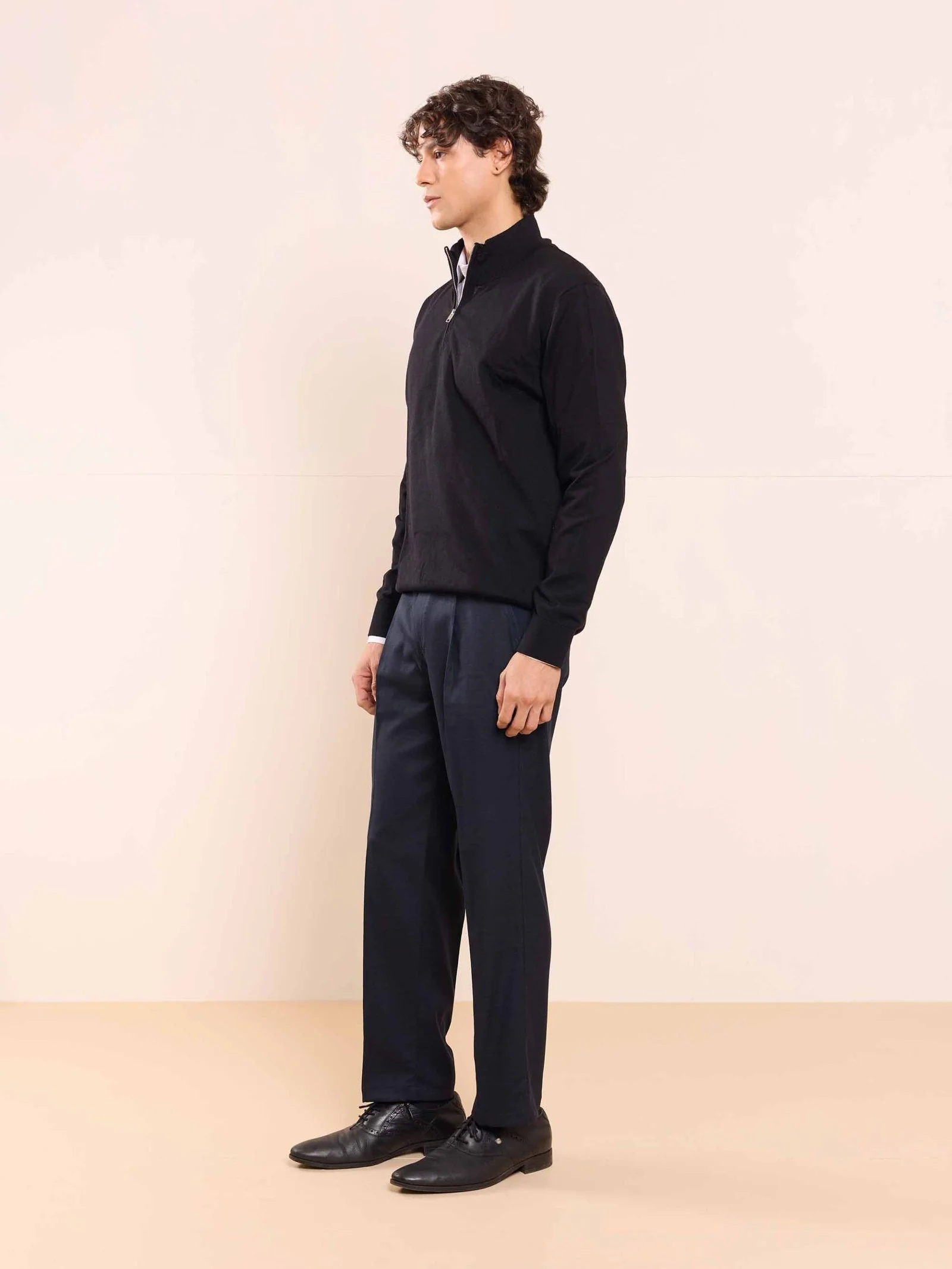 Blue Straight Fit Checked Trousers - Image 5