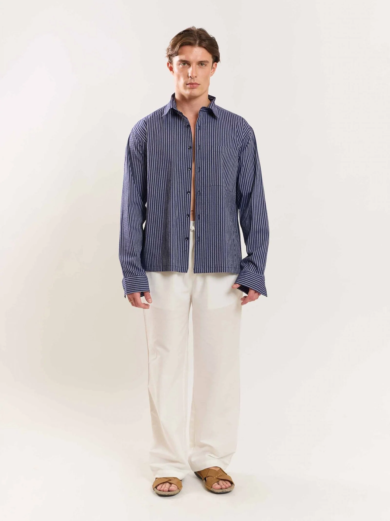 Blue Striped Holiday Shirt - Image 3
