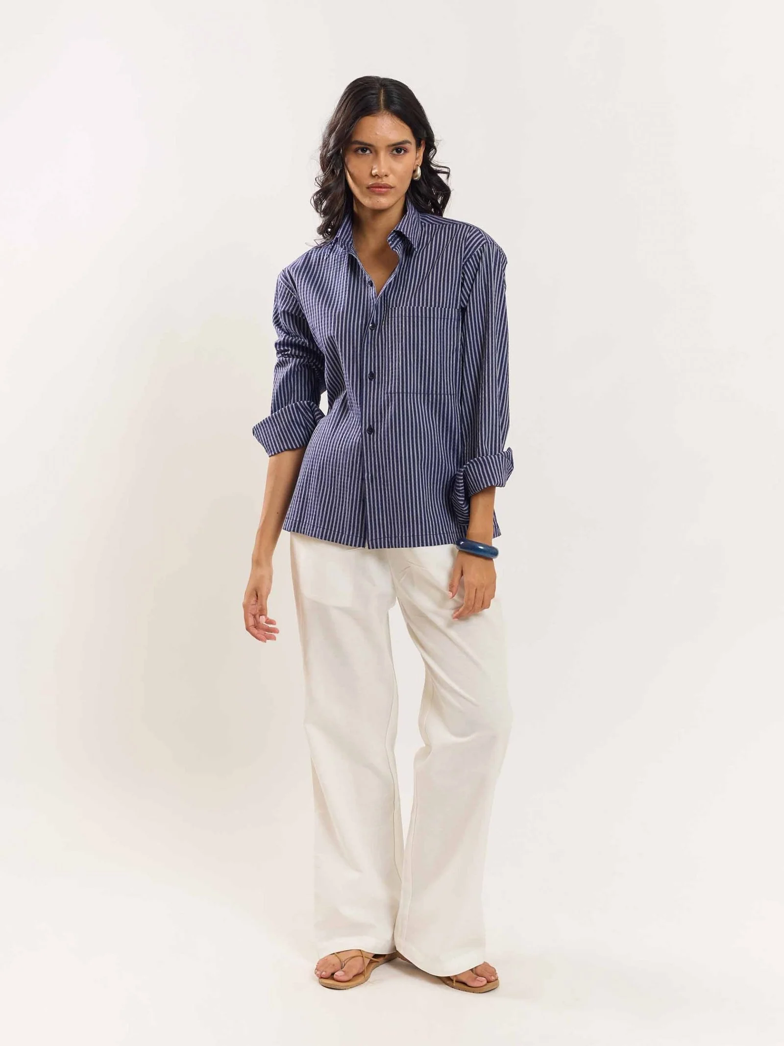 Blue Striped Holiday Shirt - Image 4