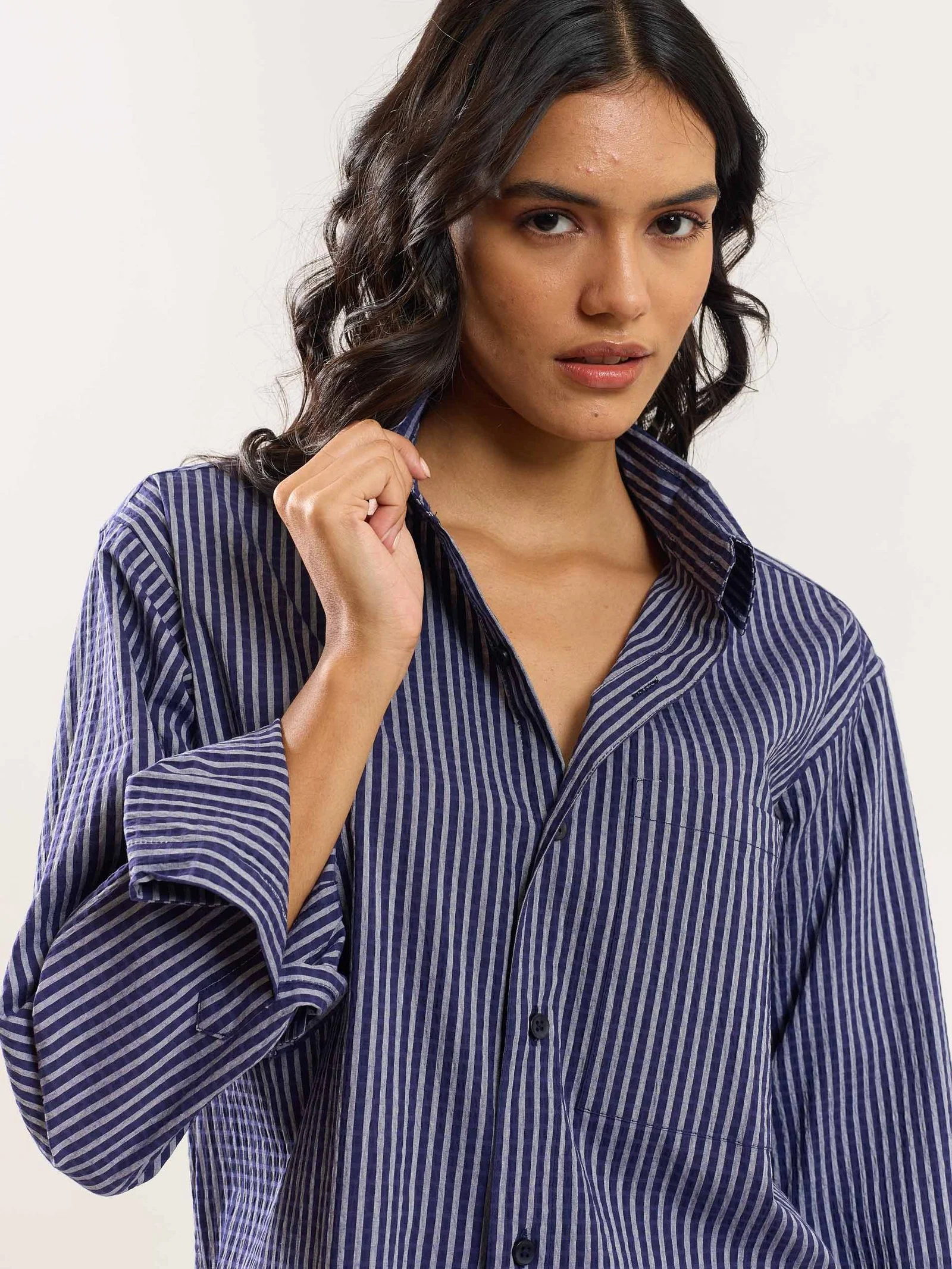 Blue Striped Holiday Shirt - Image 5