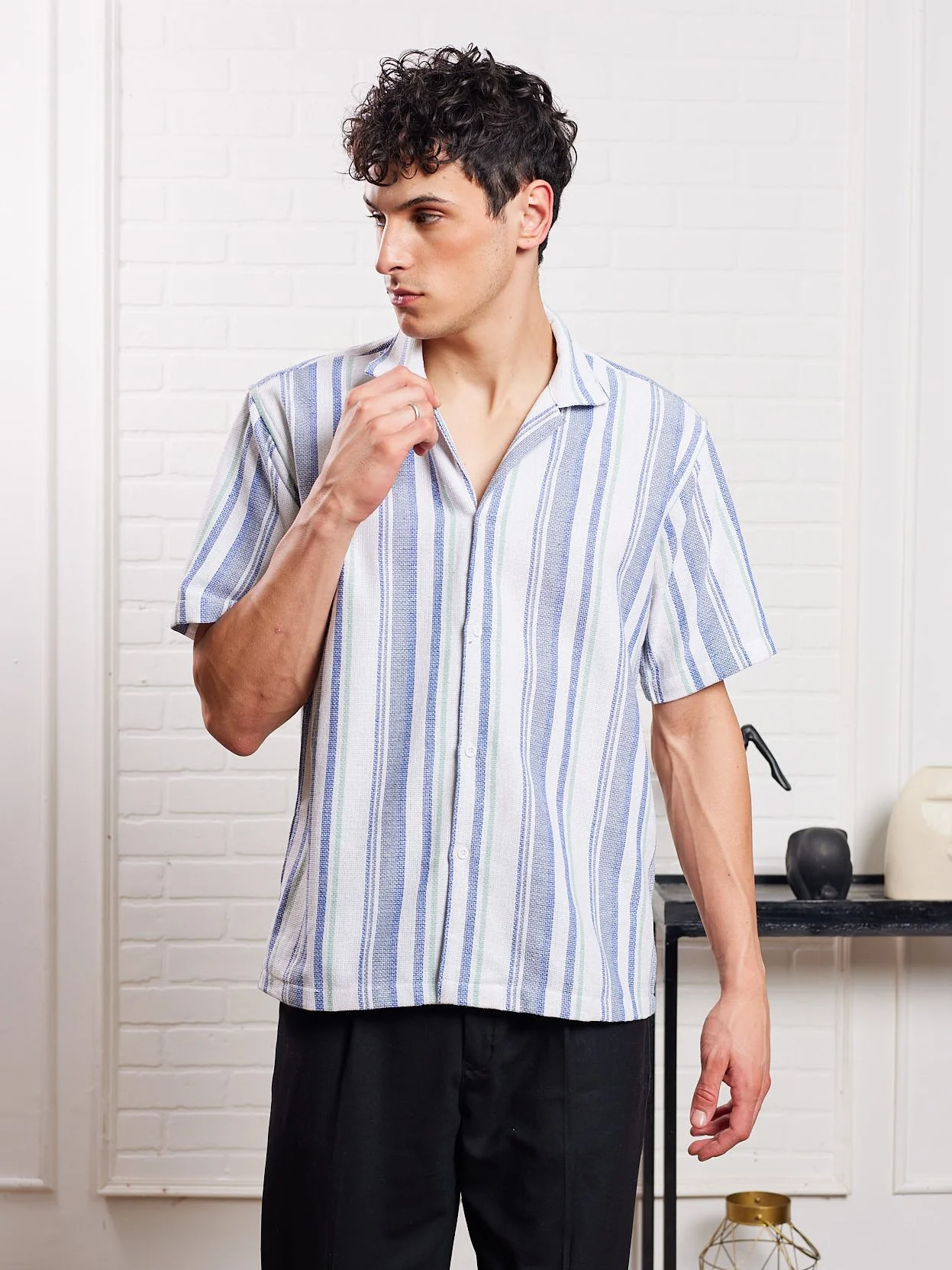 Blue Striped Knit Shirt - Image 4