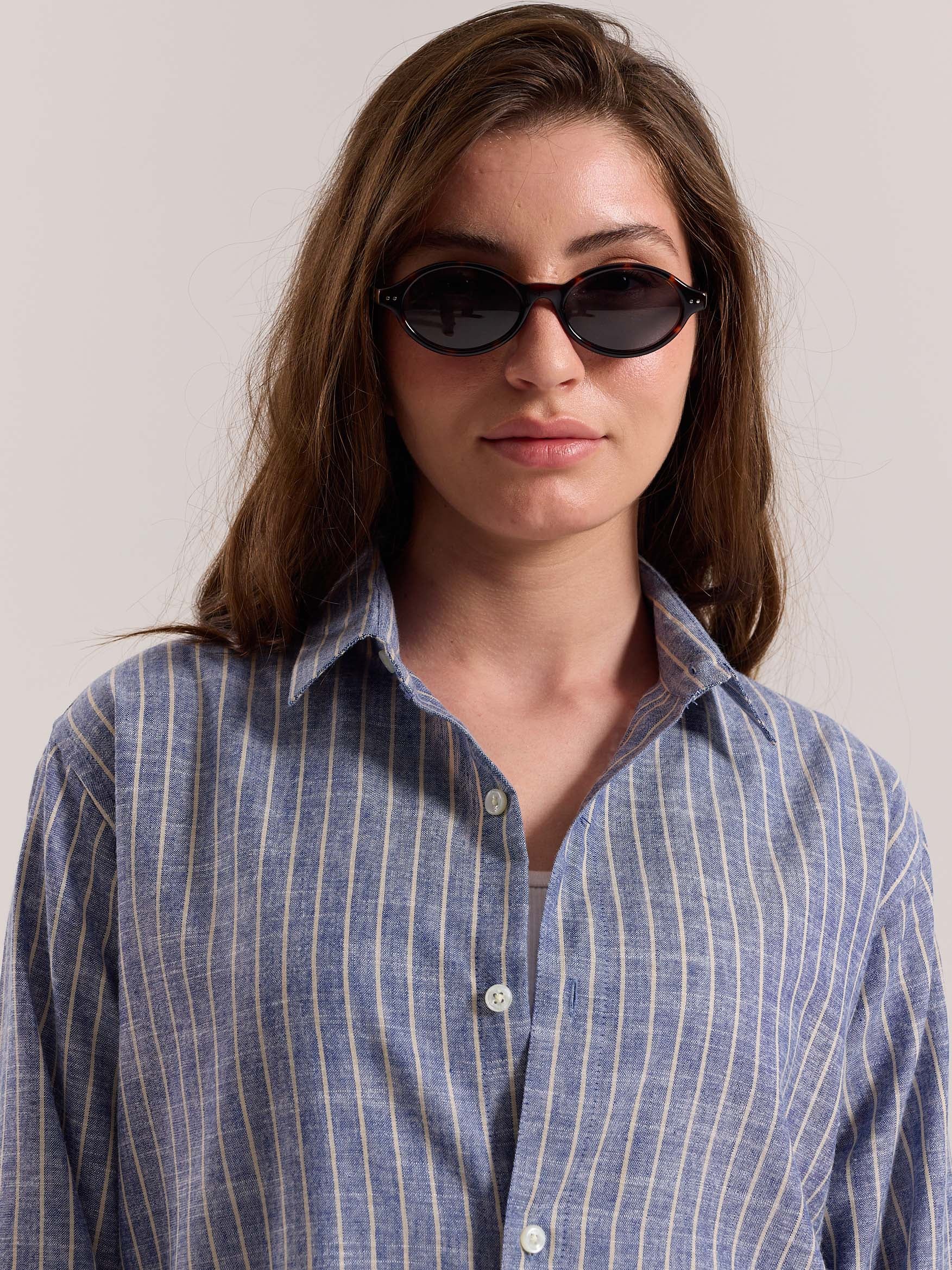 Blue Striped Linen-blend Shirt - Image 5