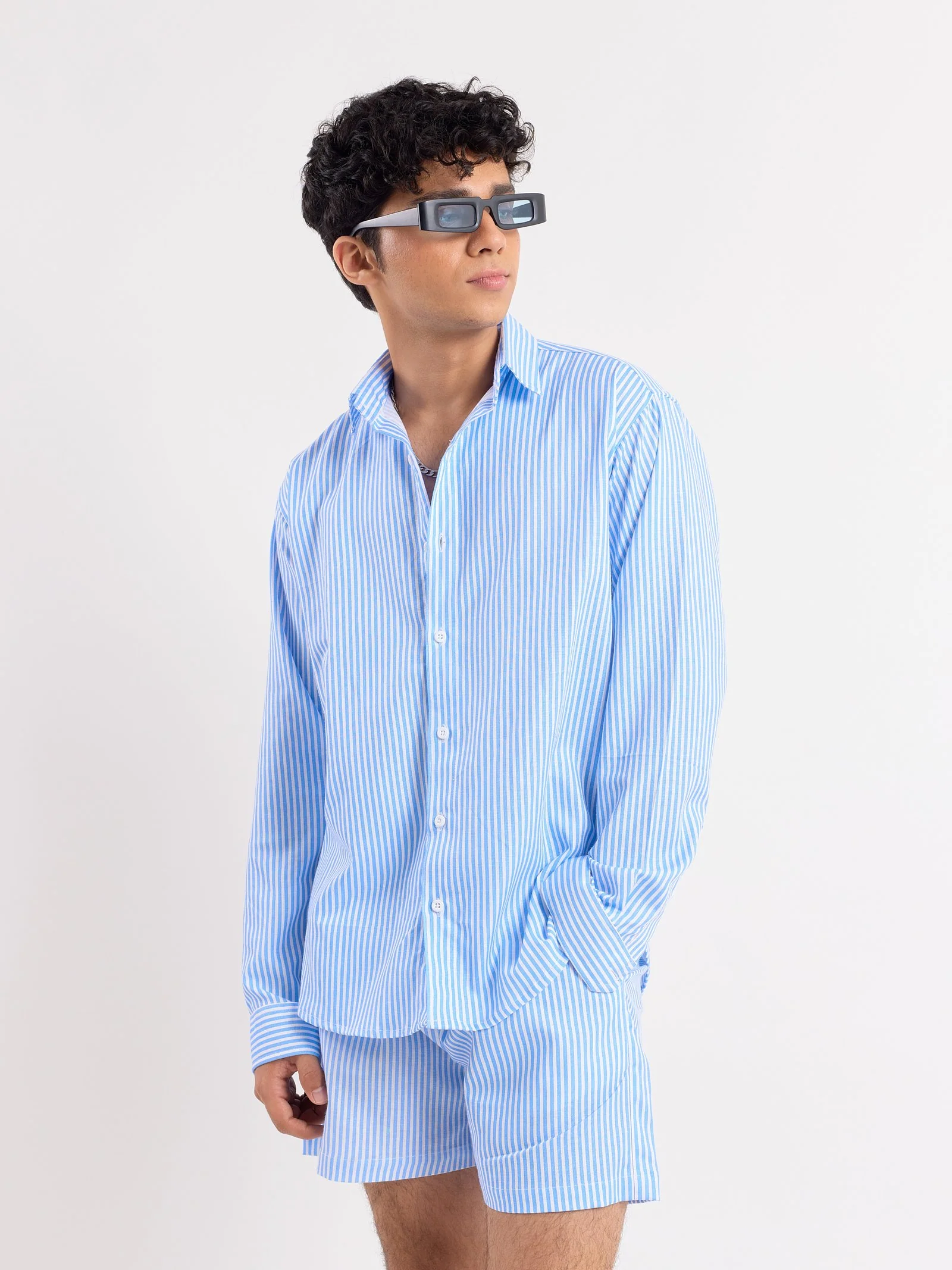 Blue Striped Linen Co-ord Set - Image 4