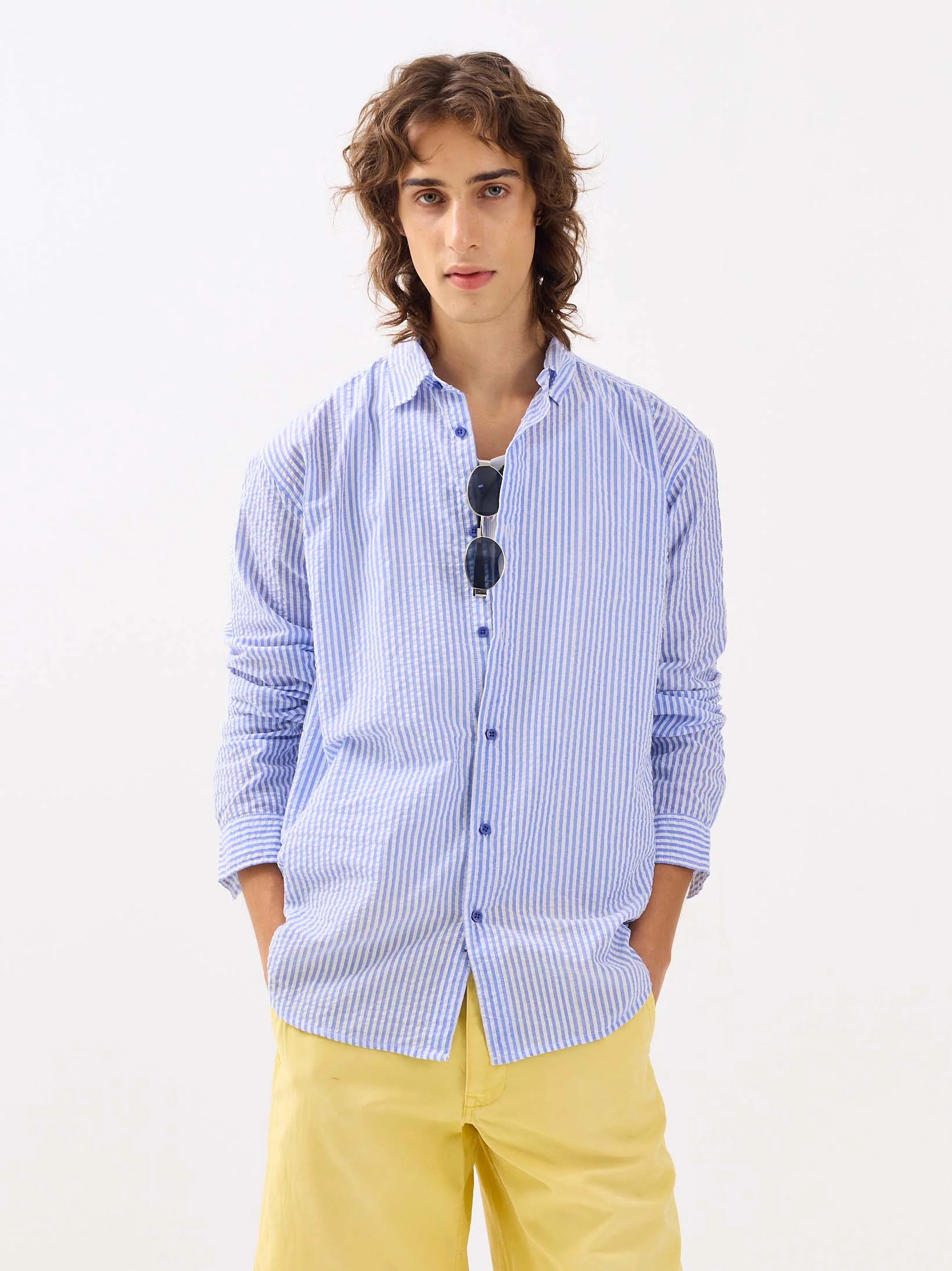 Blue Striped Seersucker Shirt - Image 2