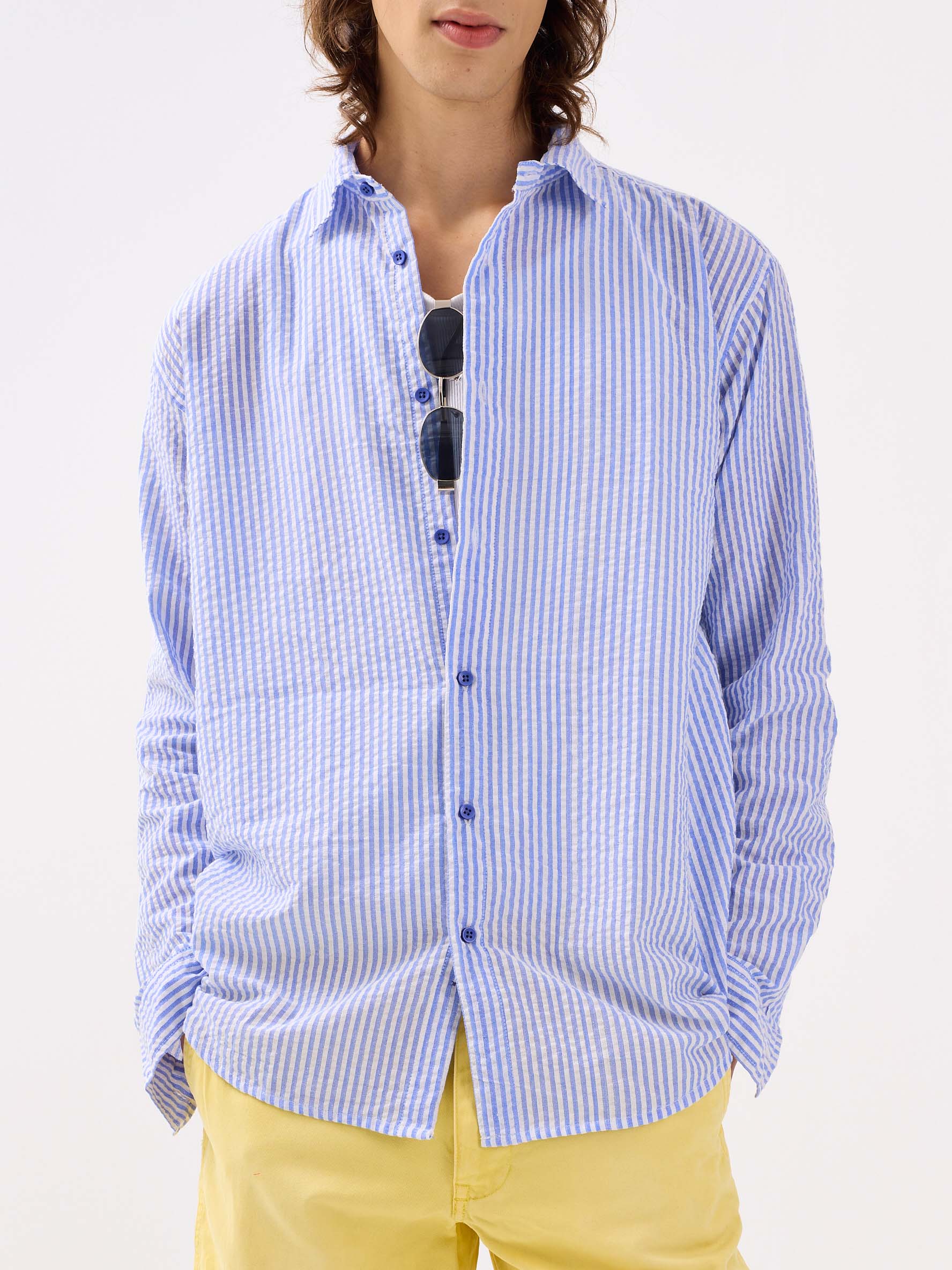 Blue Striped Seersucker Shirt - Image 3