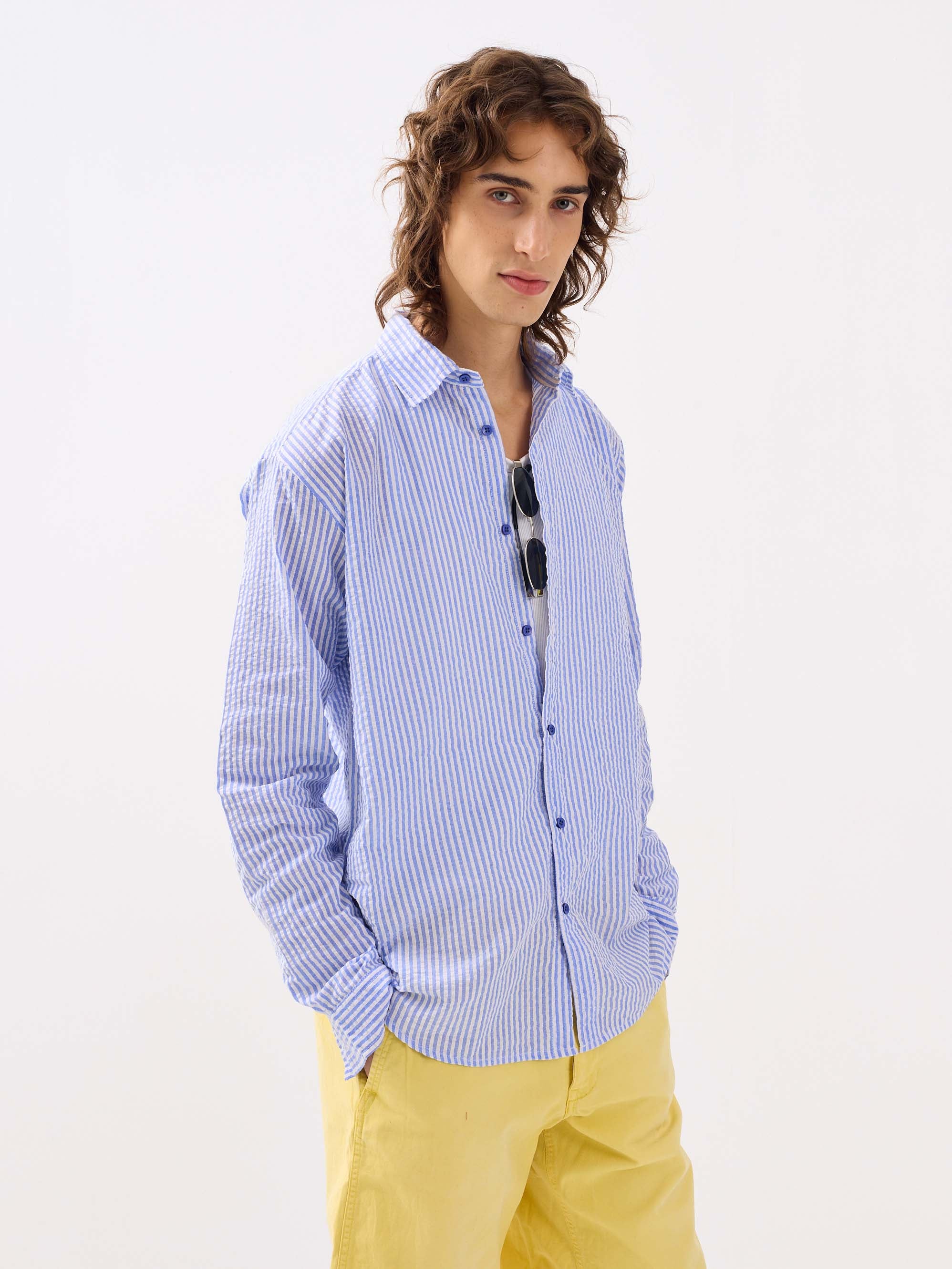 Blue Striped Seersucker Shirt - Image 4