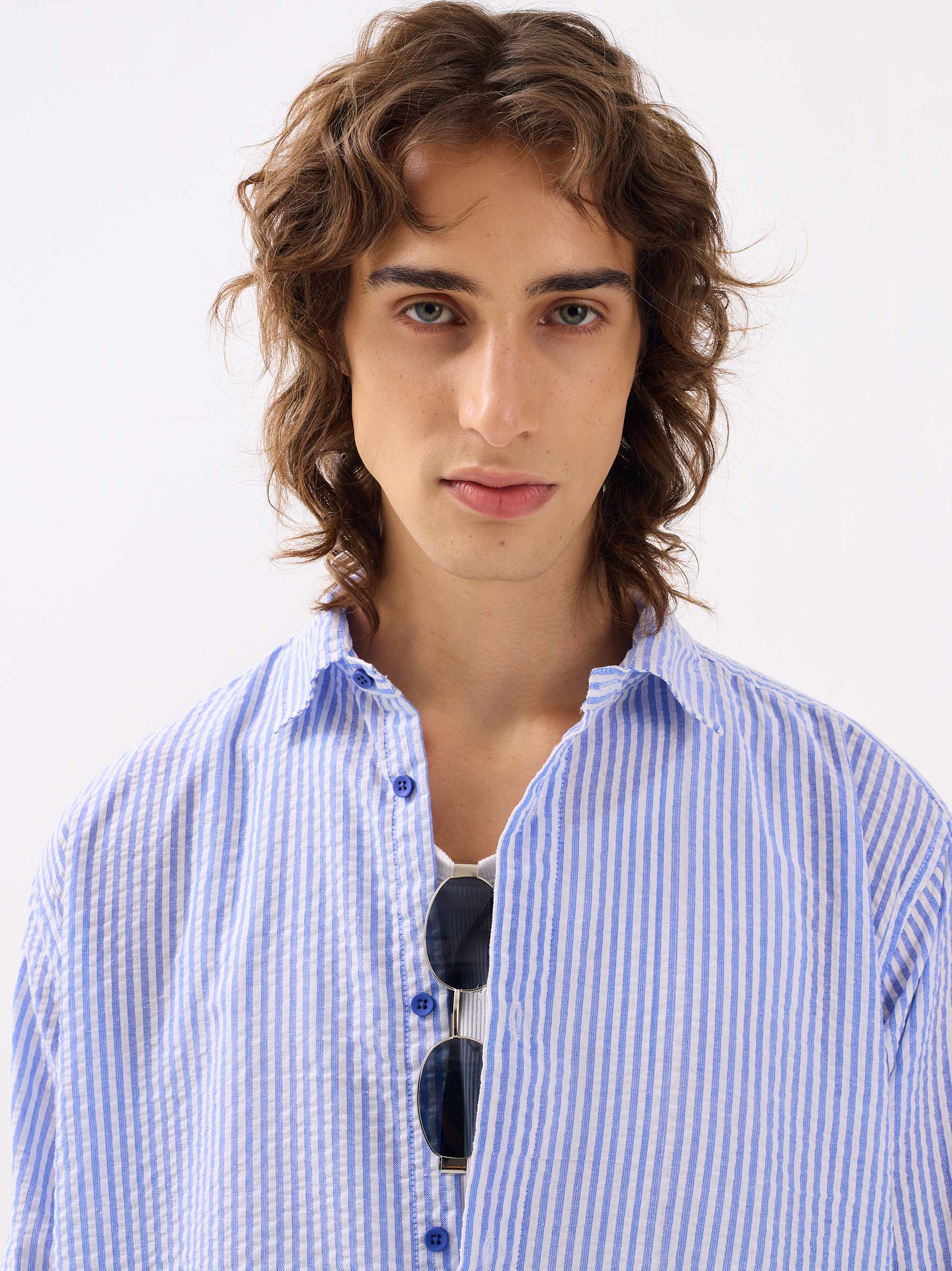 Blue Striped Seersucker Shirt - Image 6