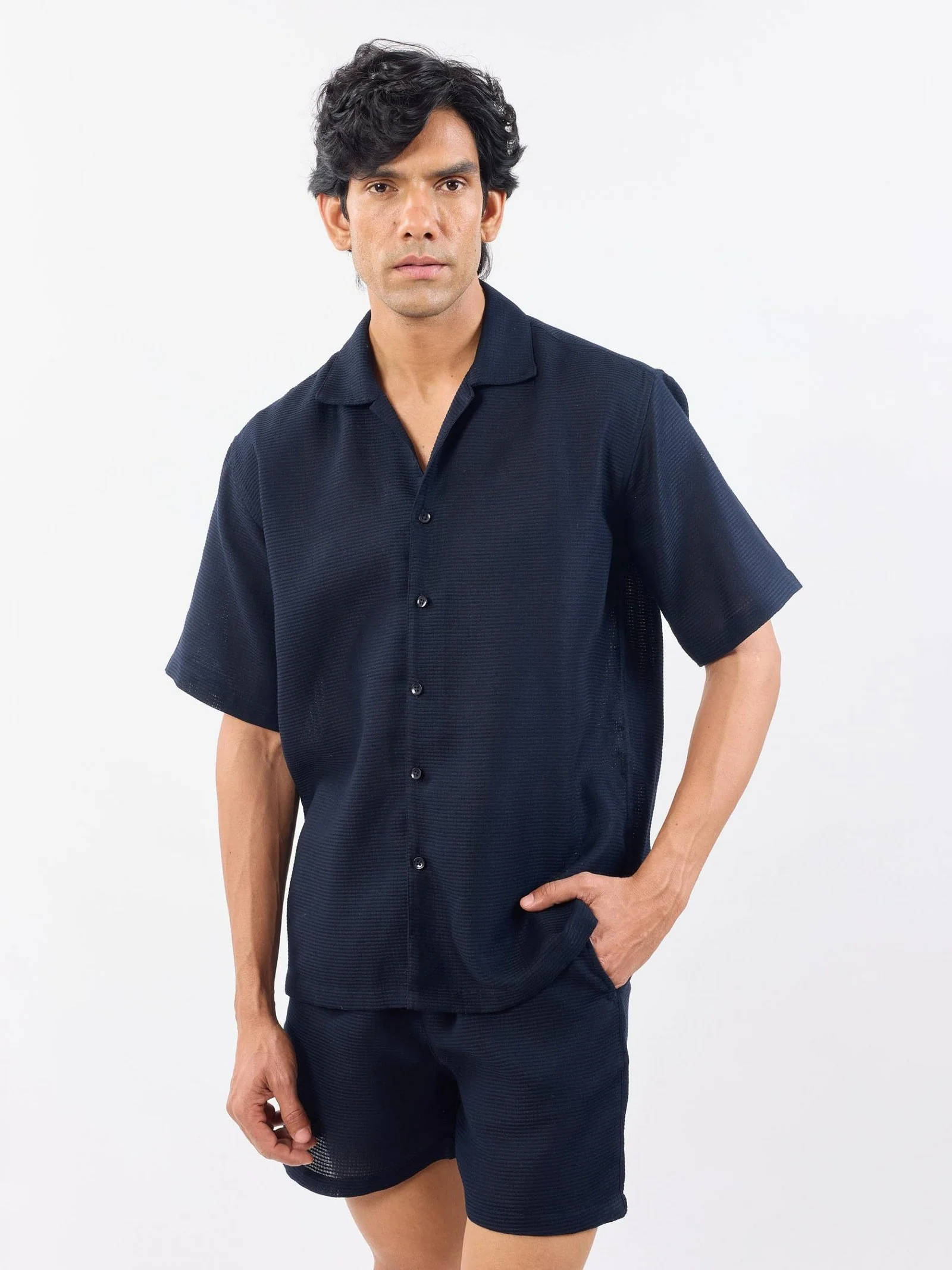 Blue Unisex Textured Co-ord Set - Image 4