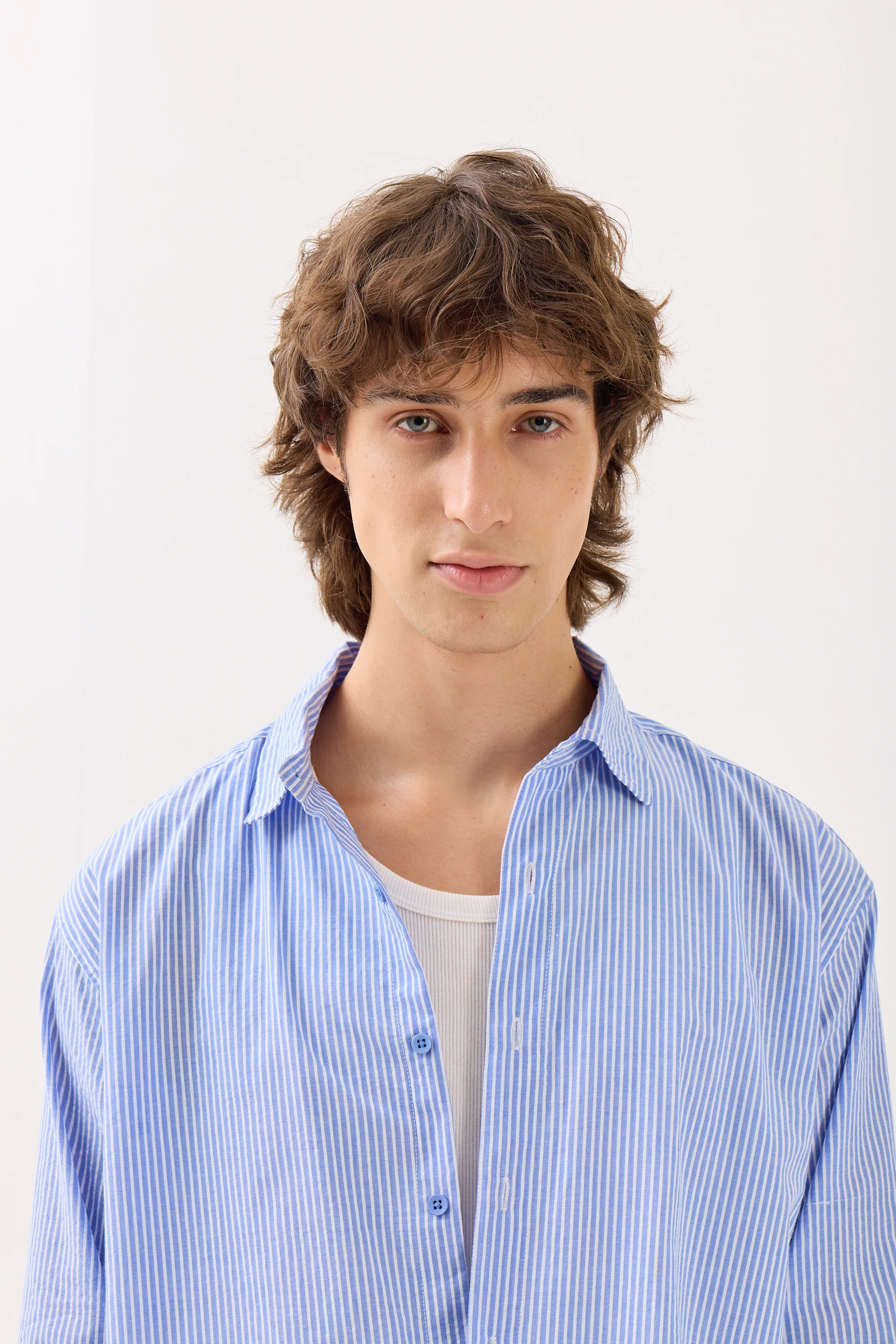 Blue & White Striped Seersucker Holiday Shirt - Image 4
