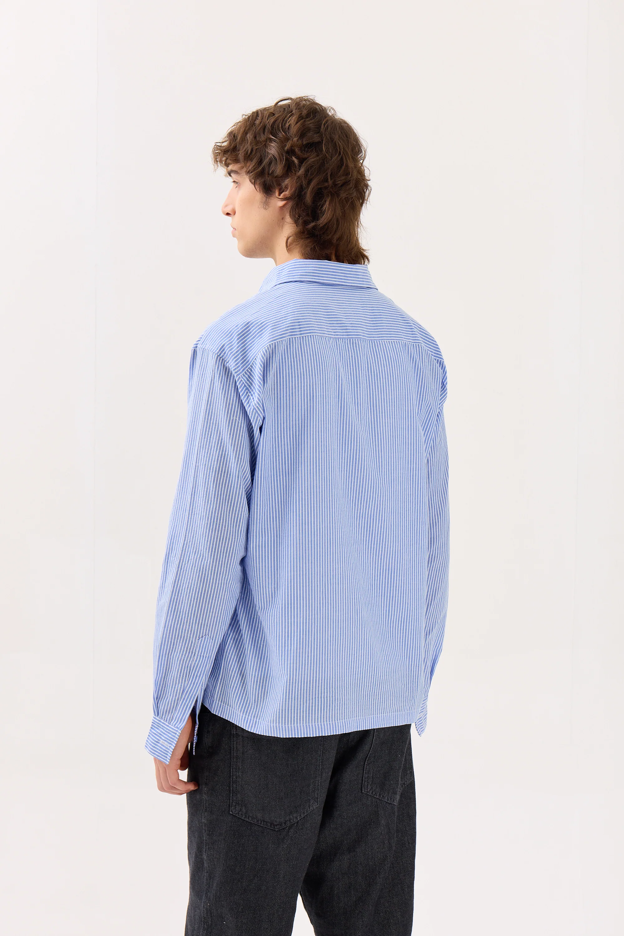 Blue & White Striped Seersucker Holiday Shirt - Image 6