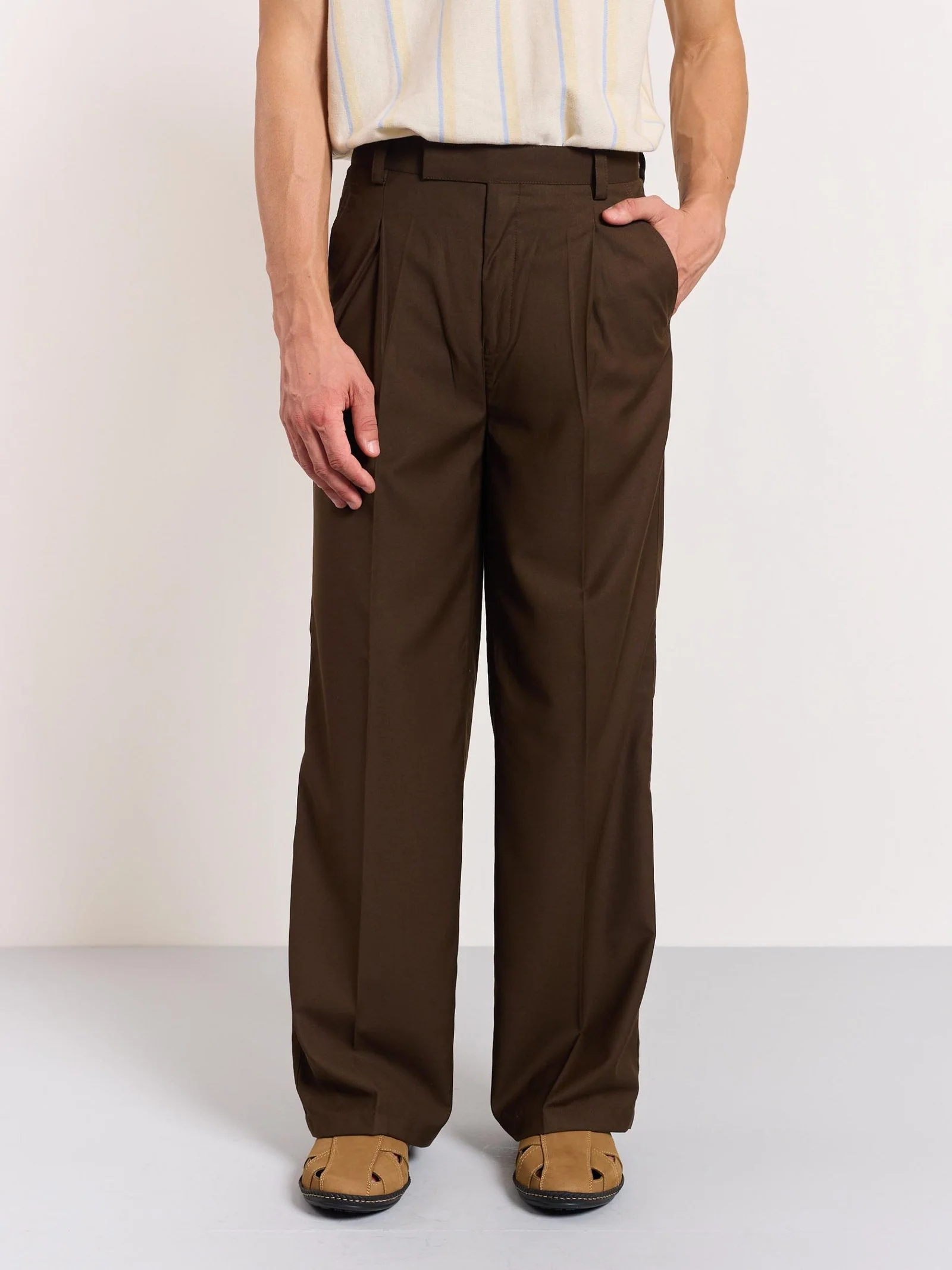 Brown Baggy Fit Trousers - Image 3