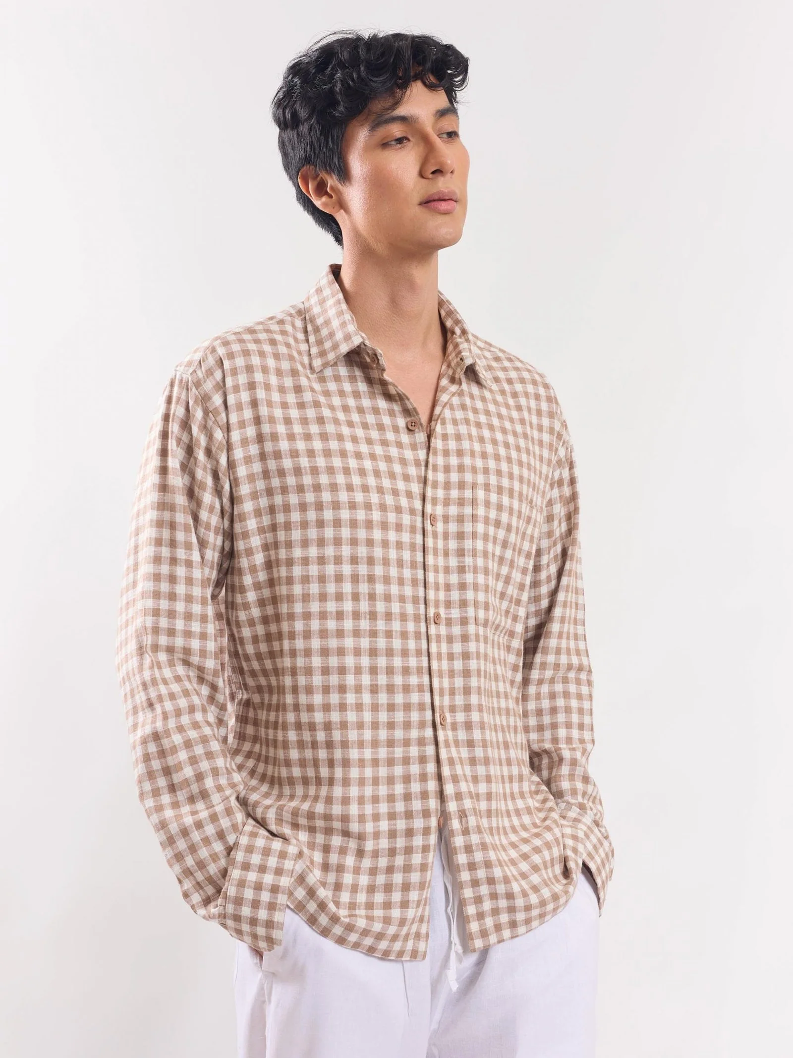 Brown Checked Holiday Shirt - Image 4