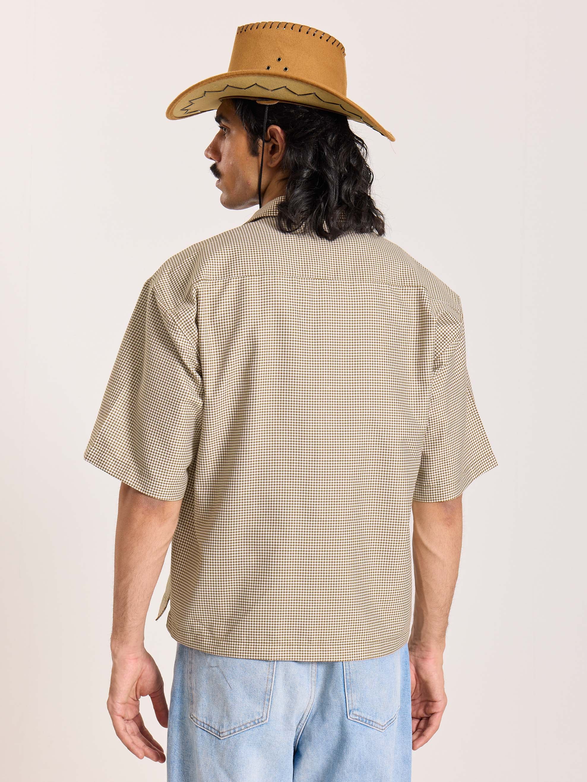 Brown Checkered Cropped Shirt - Image 8