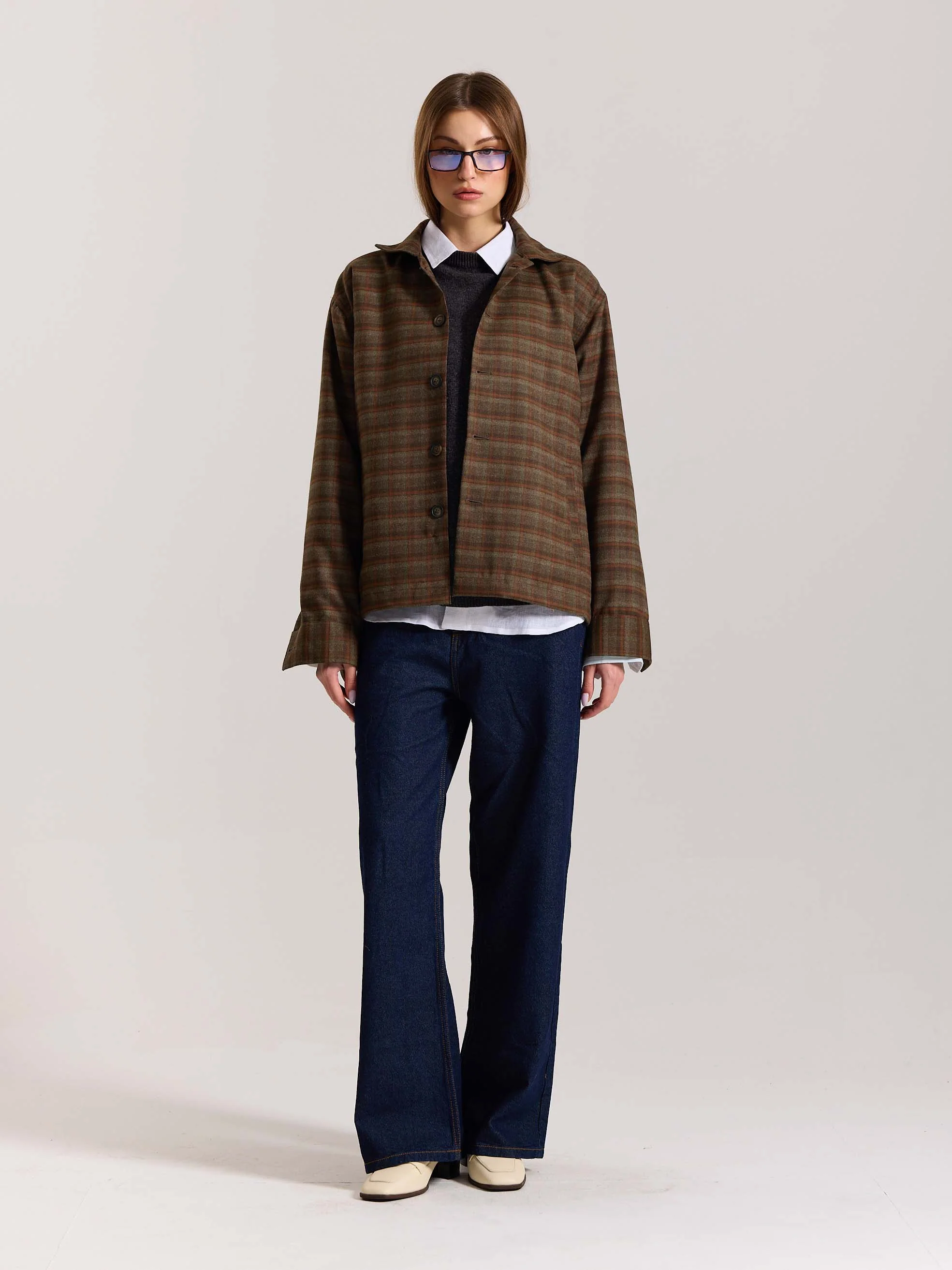 Brown Checkered Tweed Shacket ( Pre-Order ) - Image 2