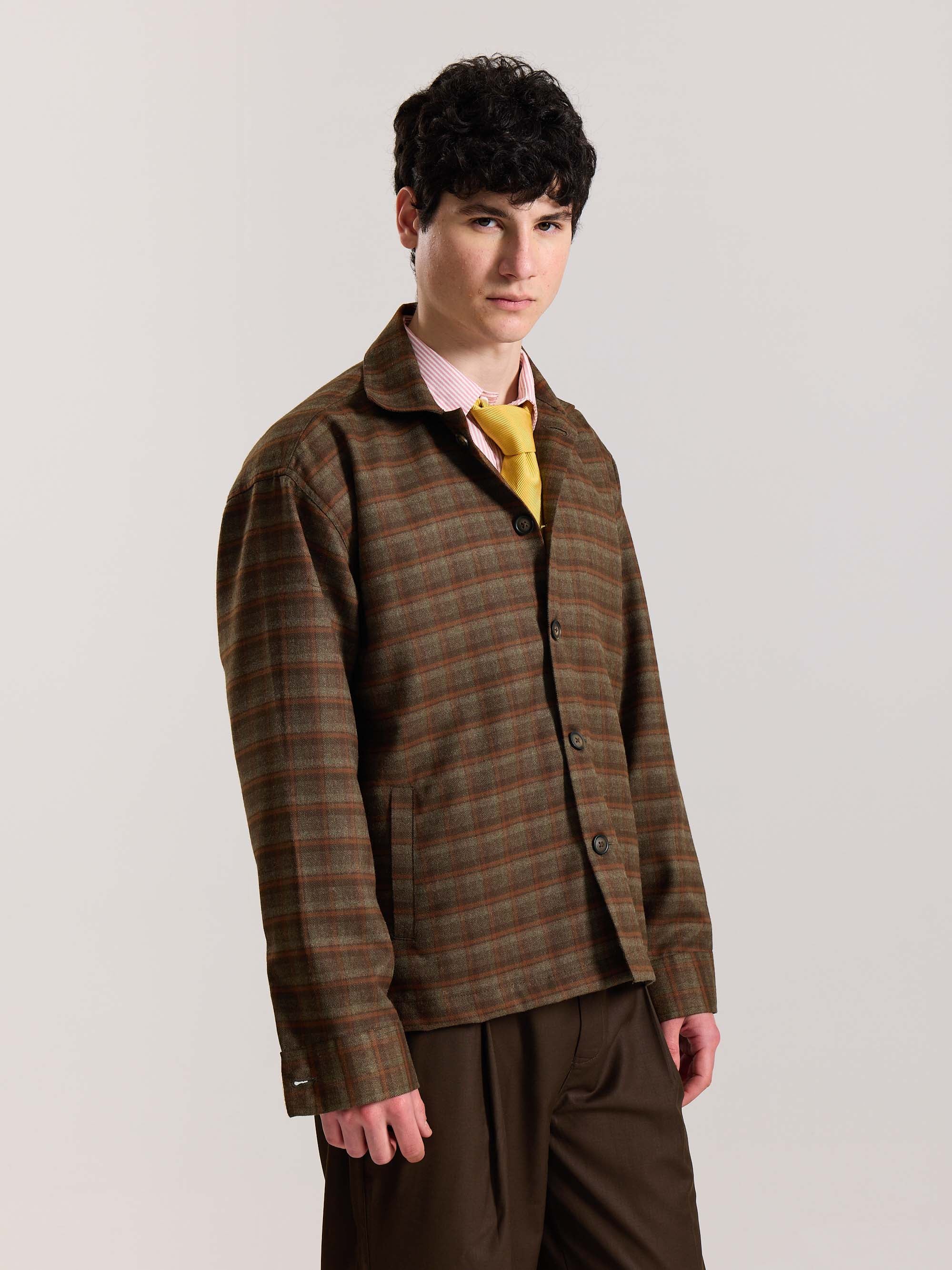 Brown Checkered Tweed Shacket ( Pre-Order ) - Image 6