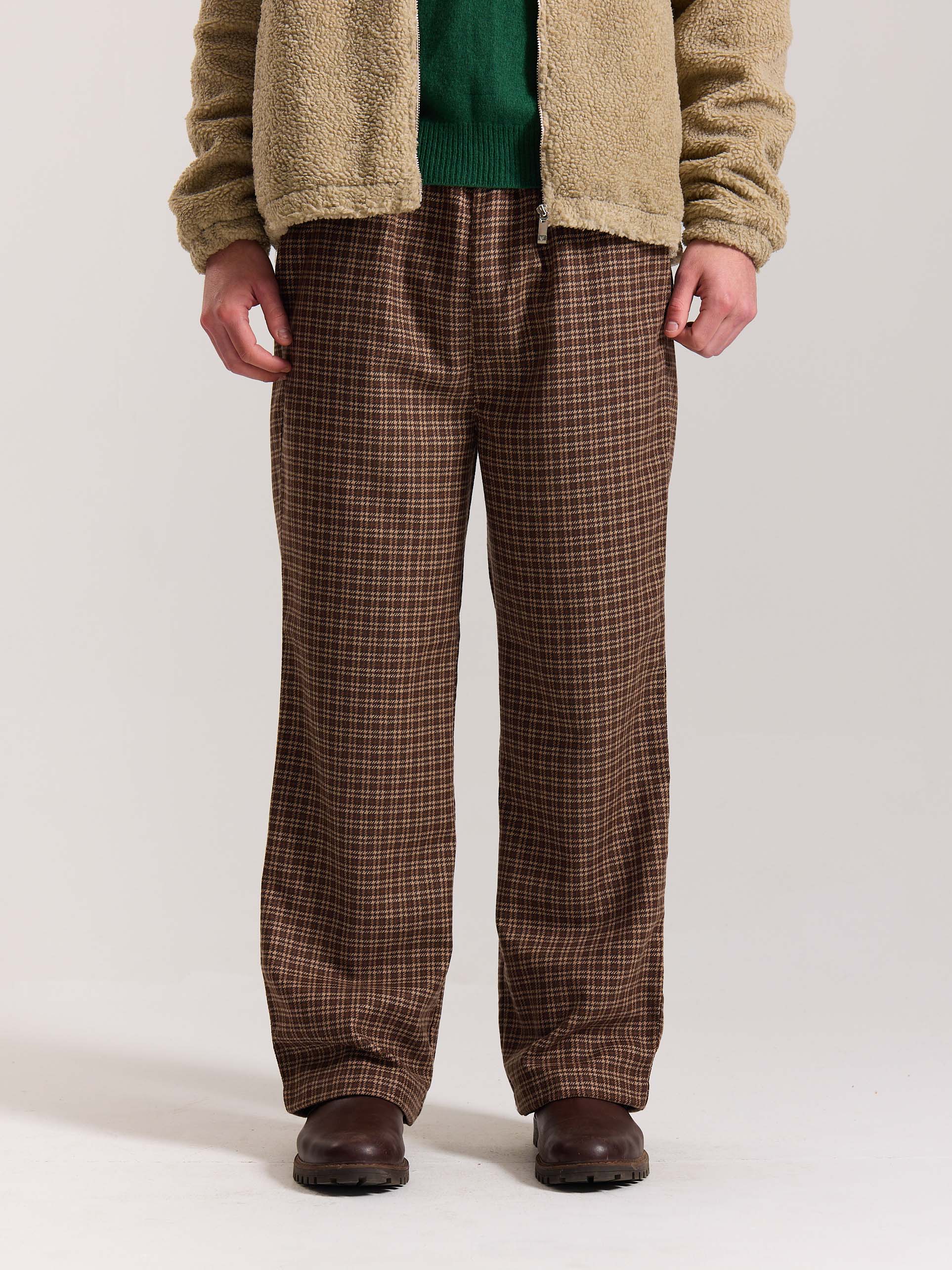 Brown Checkered Woolen Pants - Image 3