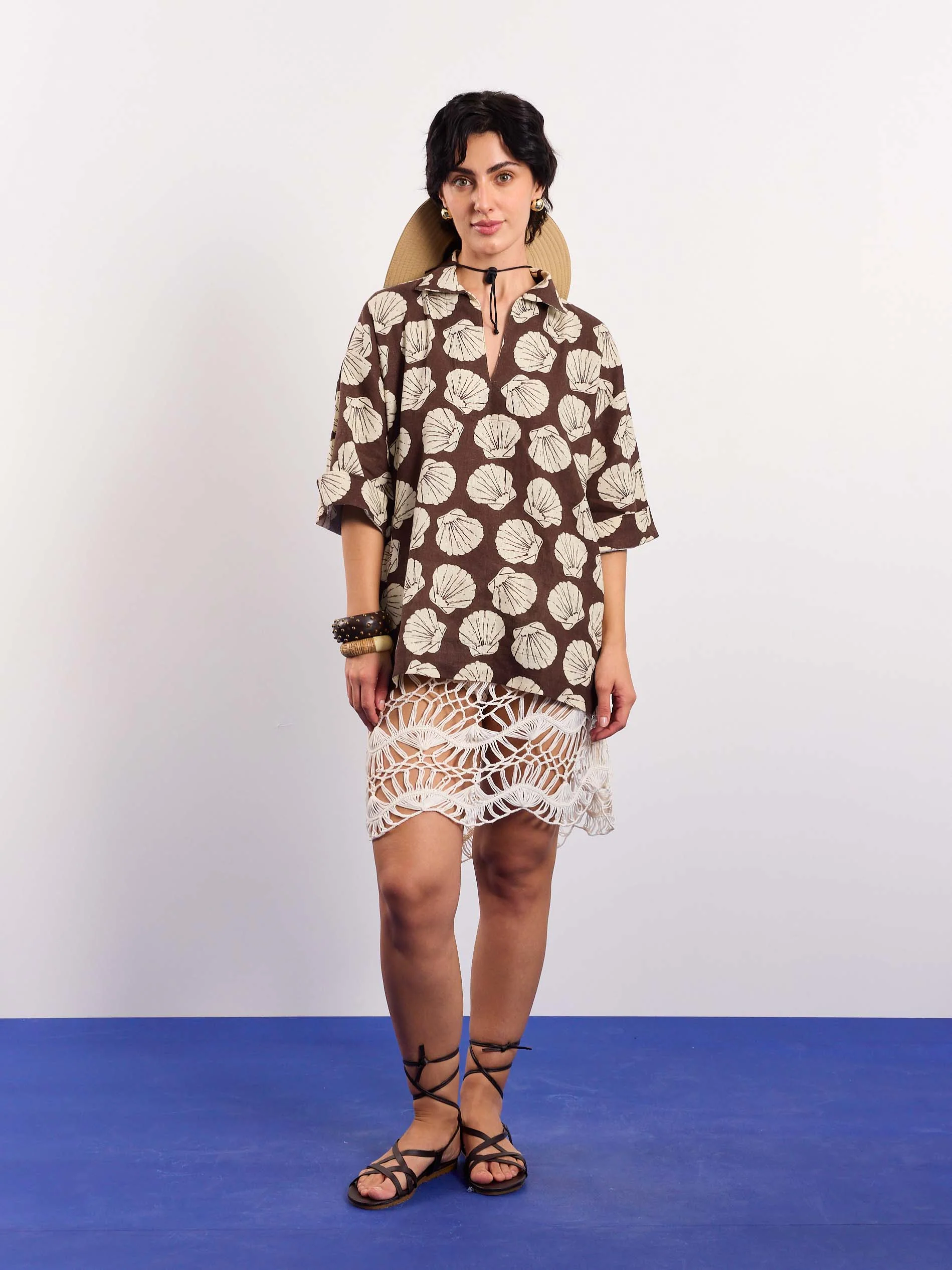 Brown & Cream Shells Printed Pullover - Image 2