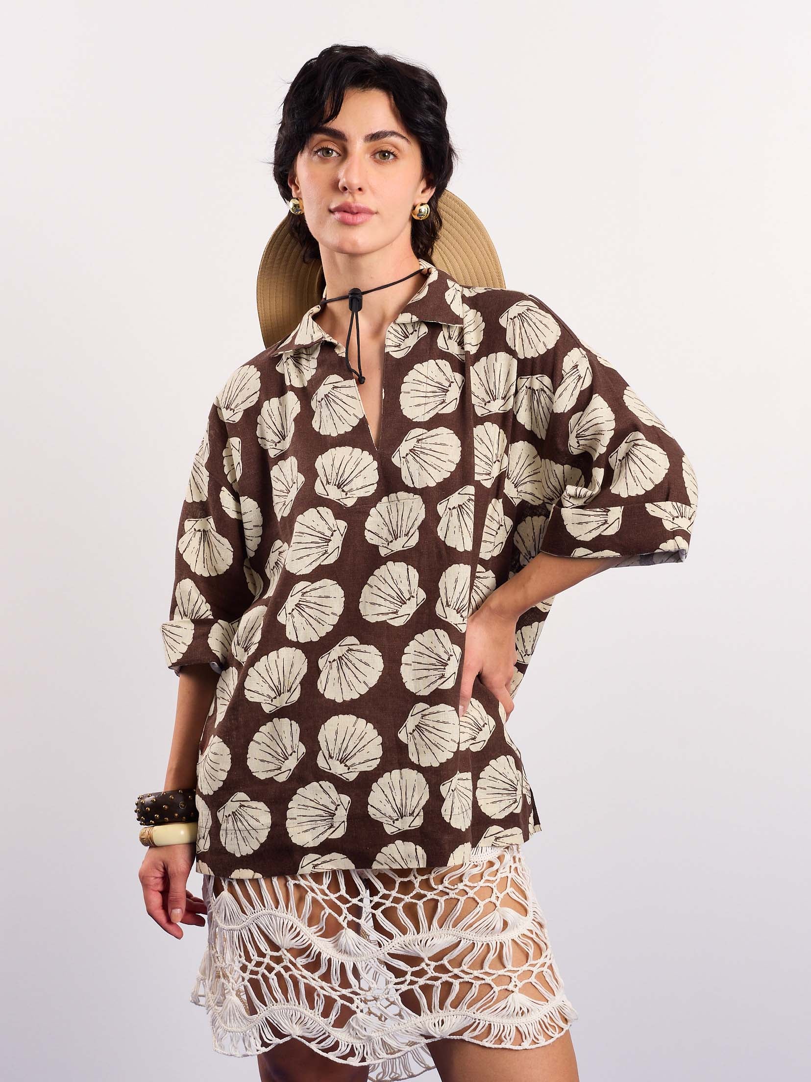 Brown & Cream Shells Printed Pullover - Image 4