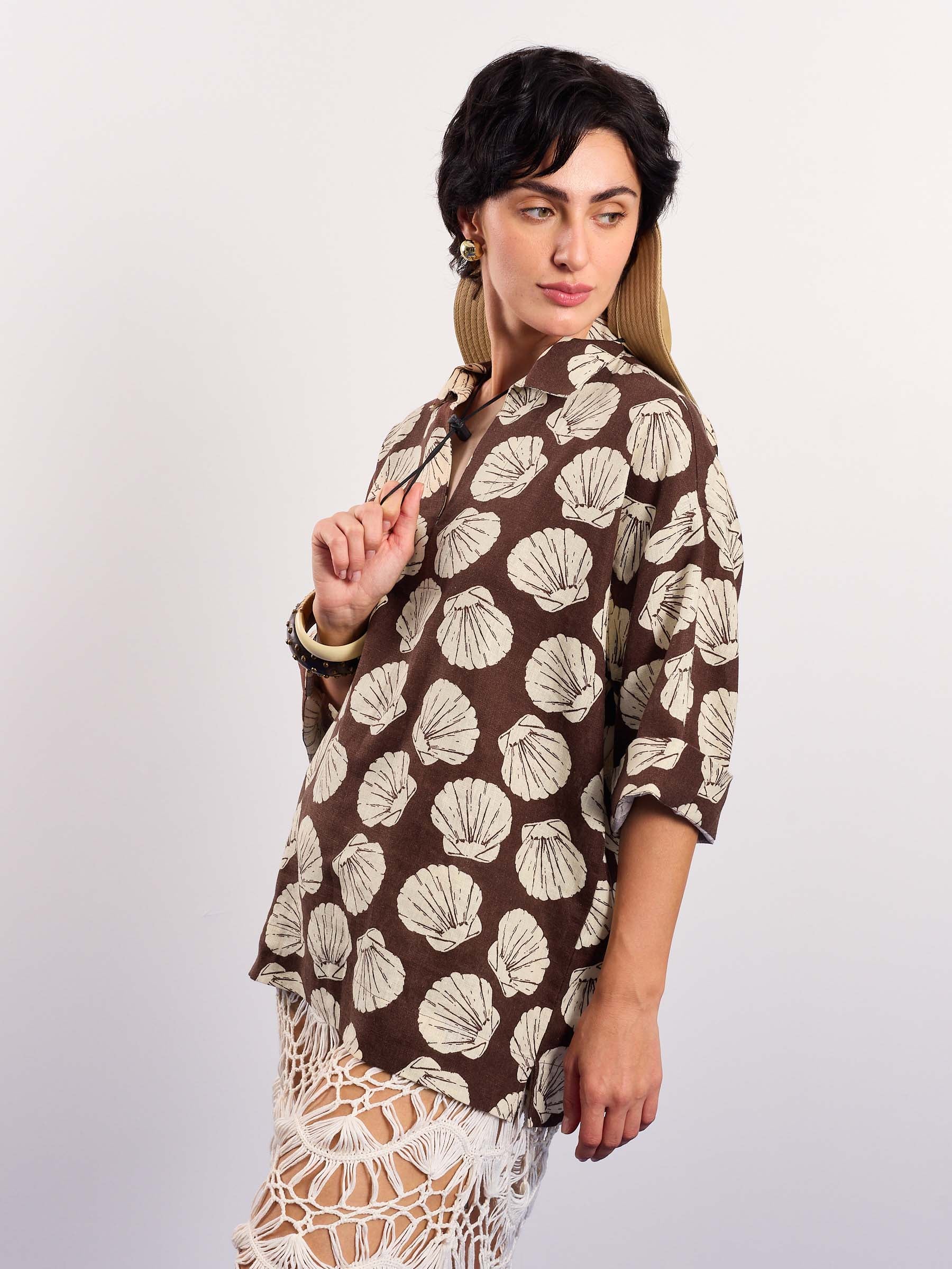 Brown & Cream Shells Printed Pullover - Image 7