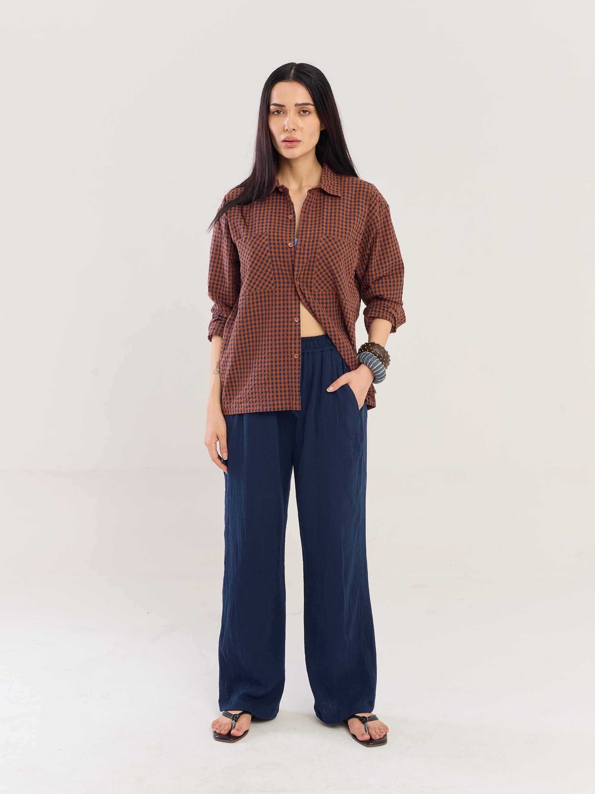 Brown Gingham Seersucker Shirt - Image 4