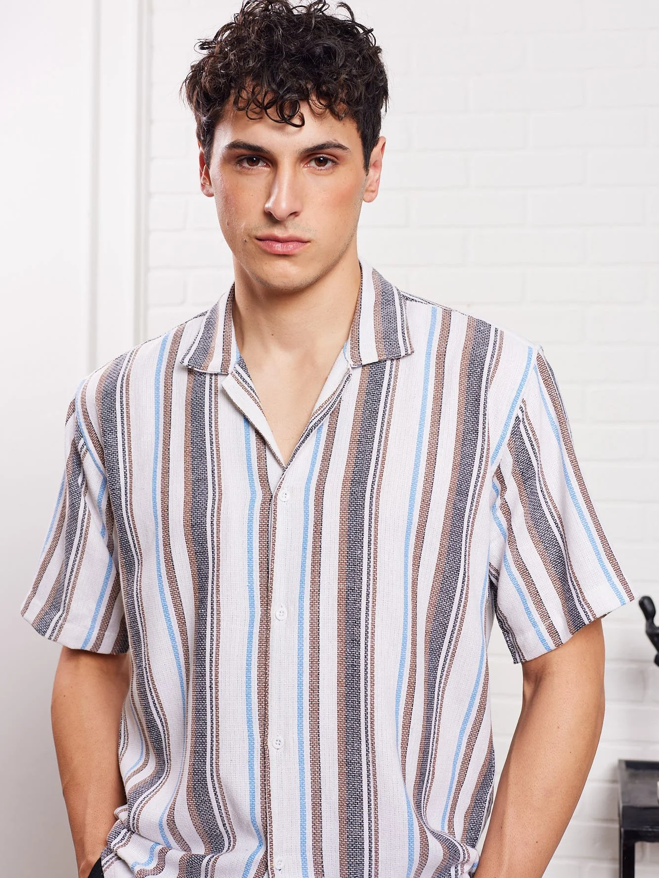 Brown Striped Knit Shirt - Image 3