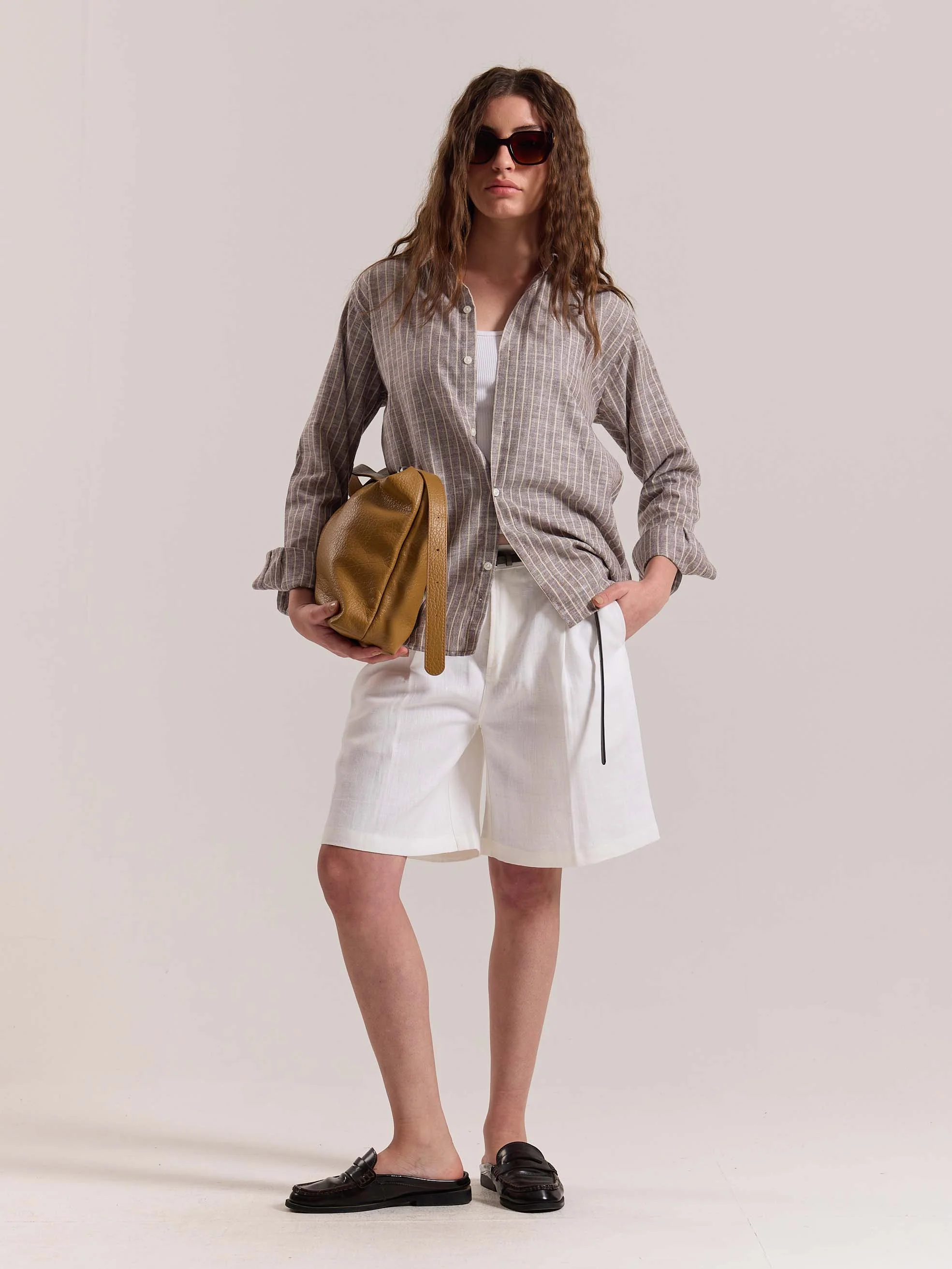 Brown Striped Linen-blend Shirt - Image 2