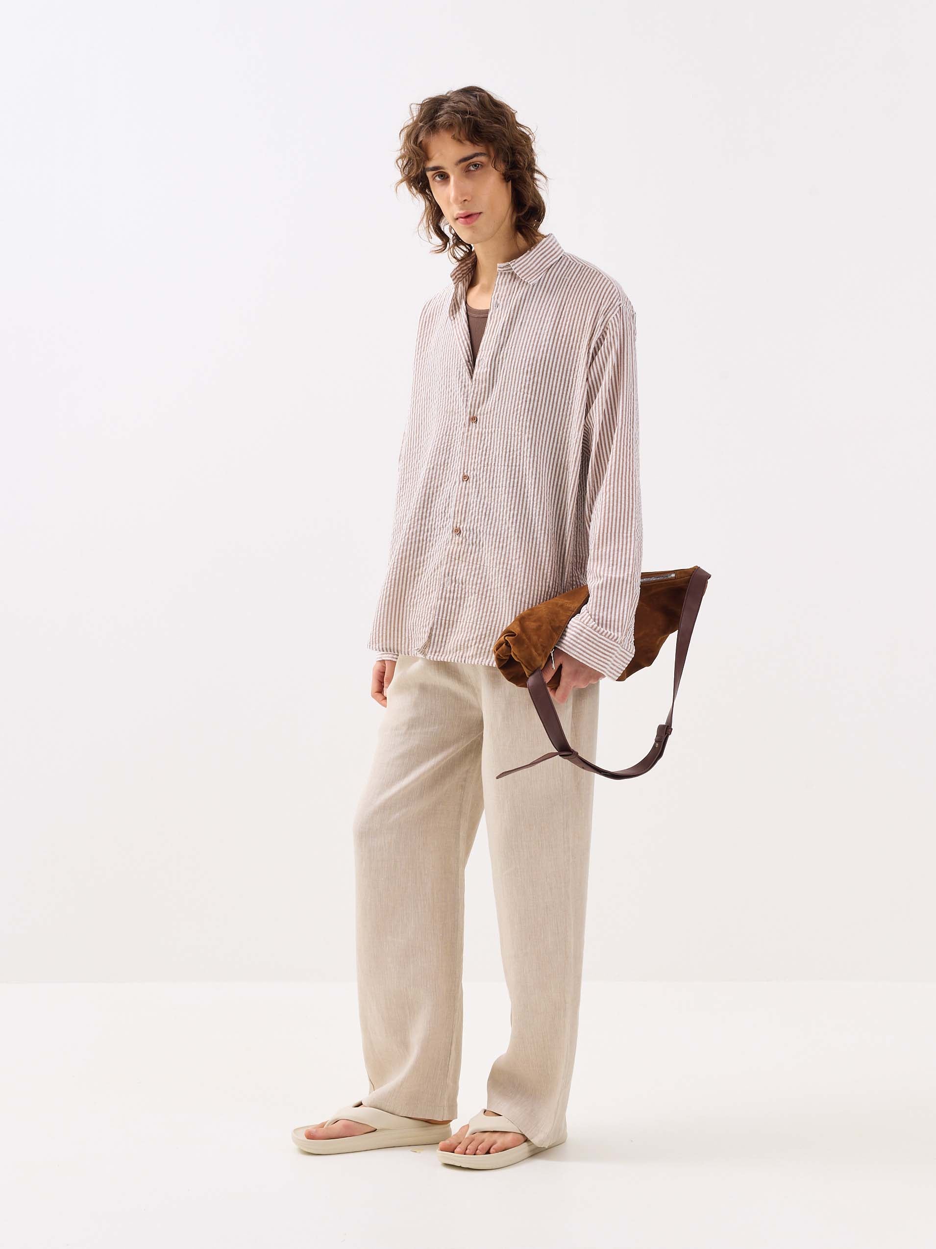 Brown Striped Seersucker Shirt - Image 6