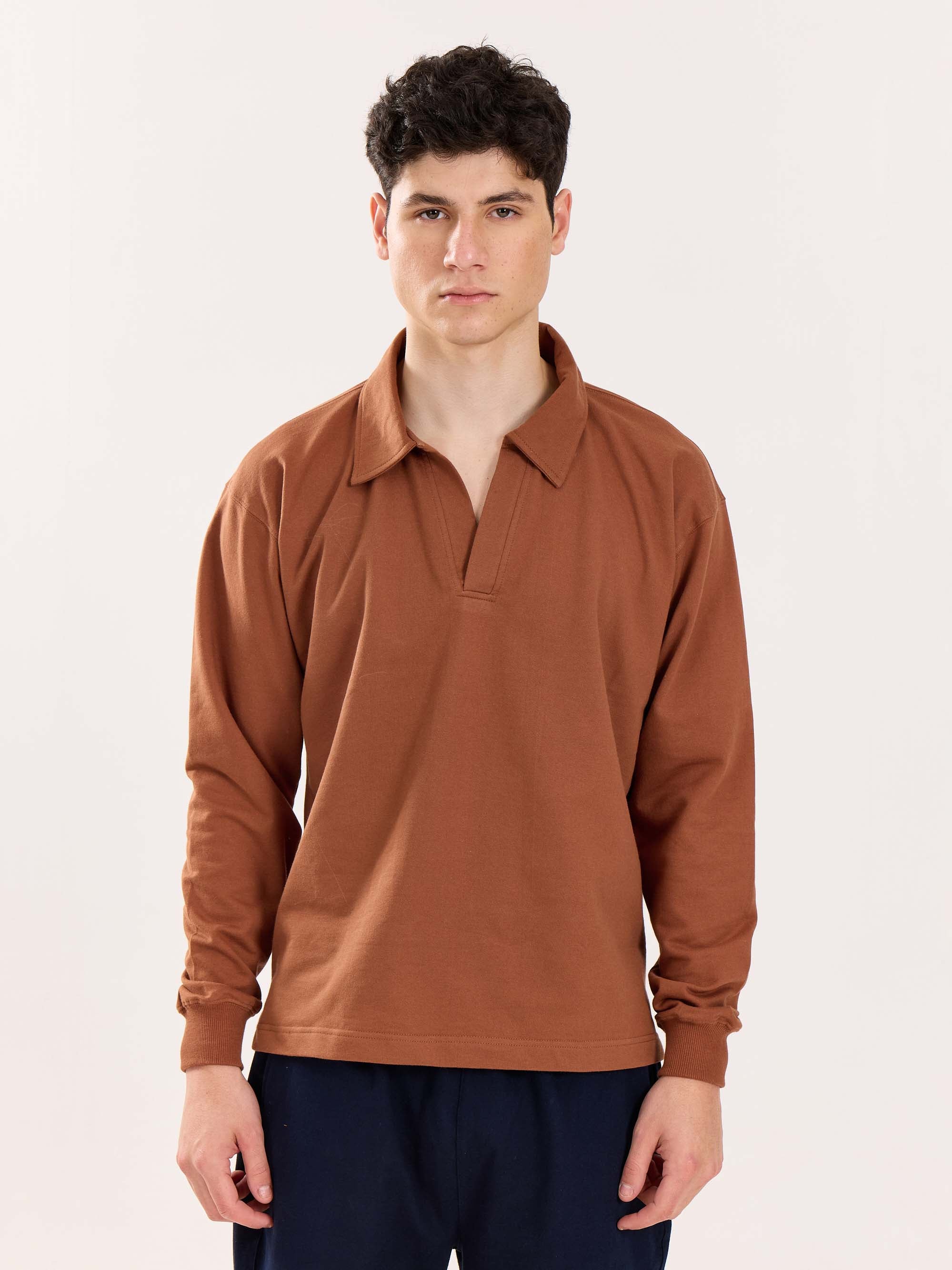 Brown Terry Polo Tee - Image 3