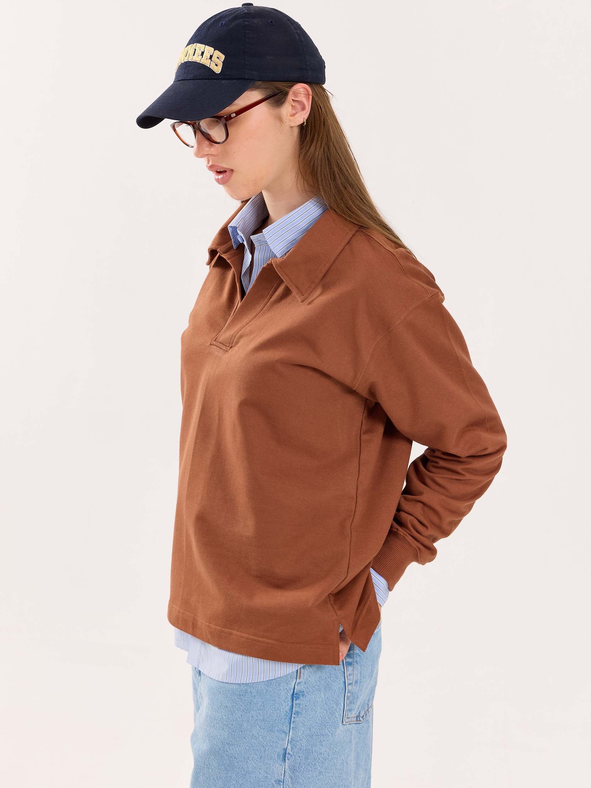 Brown Terry Polo Tee - Image 6