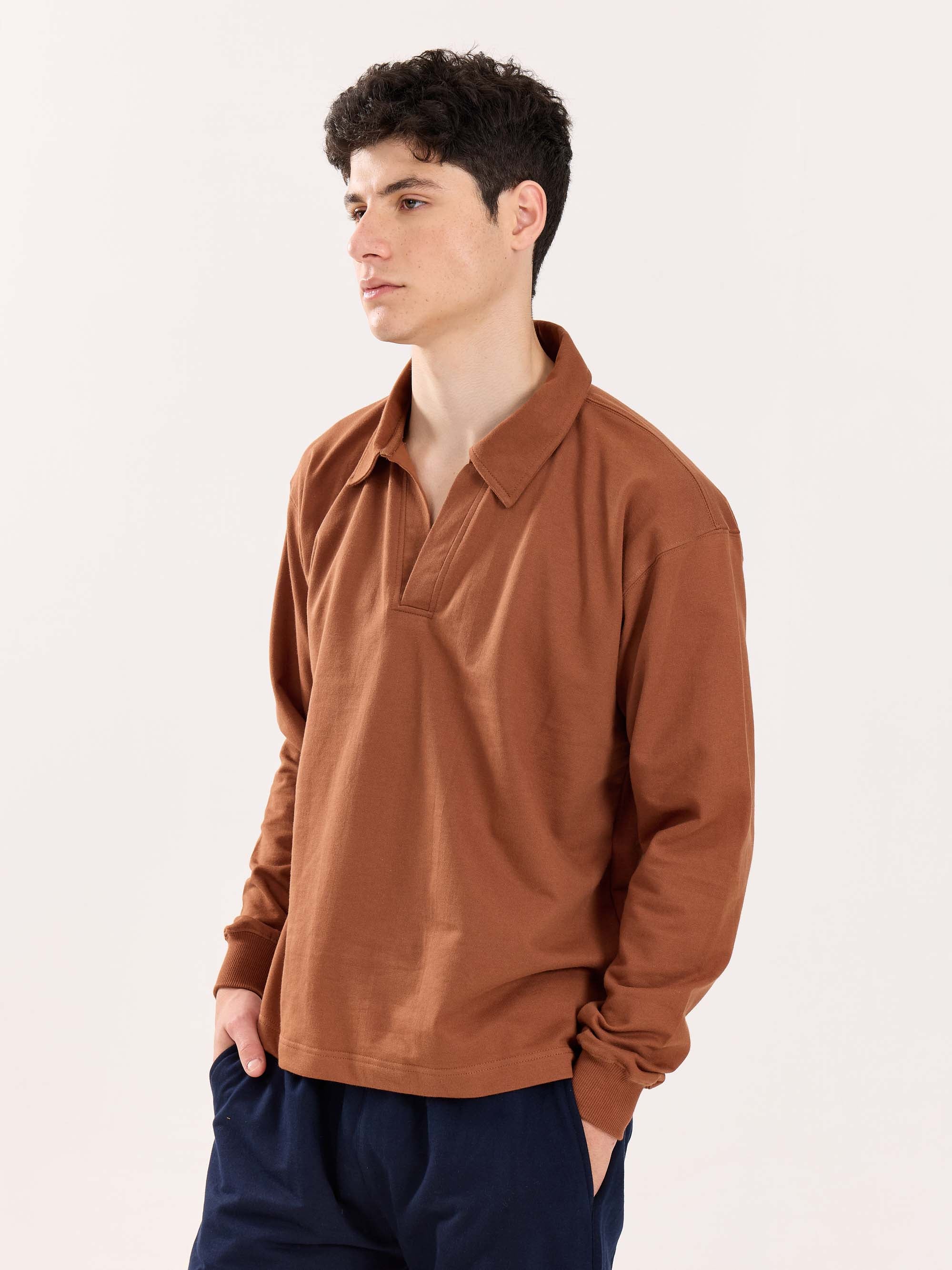 Brown Terry Polo Tee - Image 7