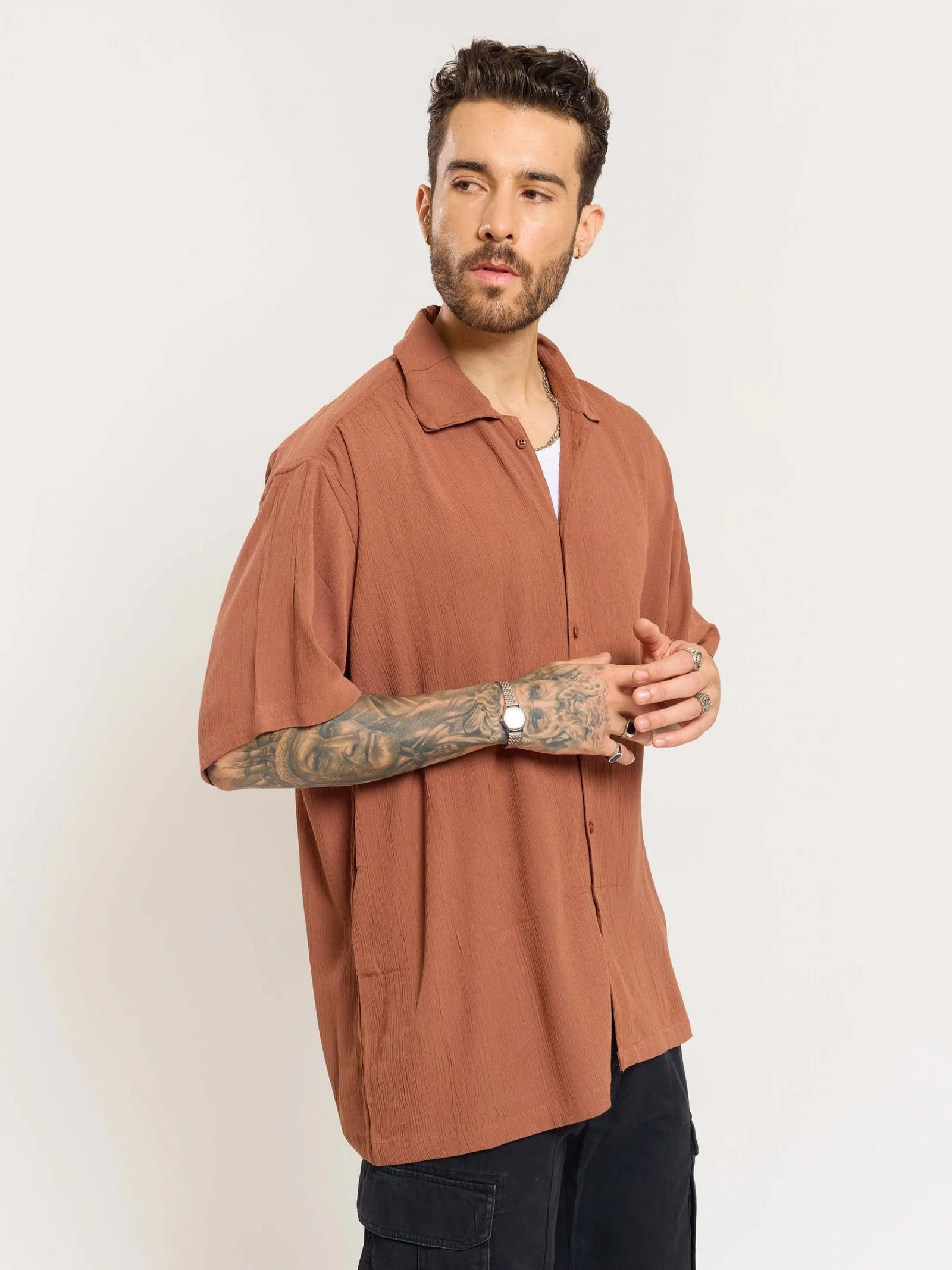 Brown Wrinkled Shirt - Image 4