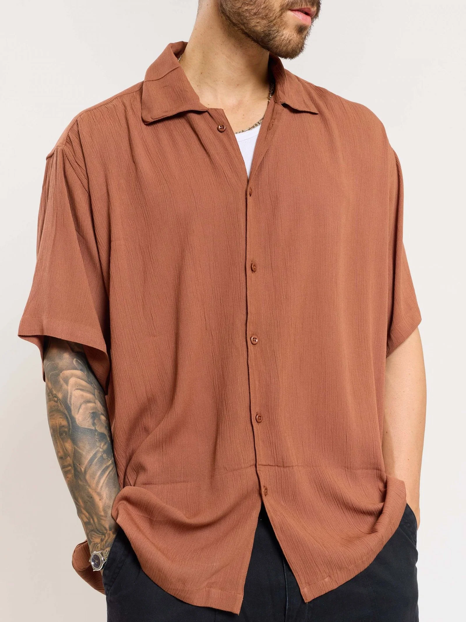 Brown Wrinkled Shirt - Image 5