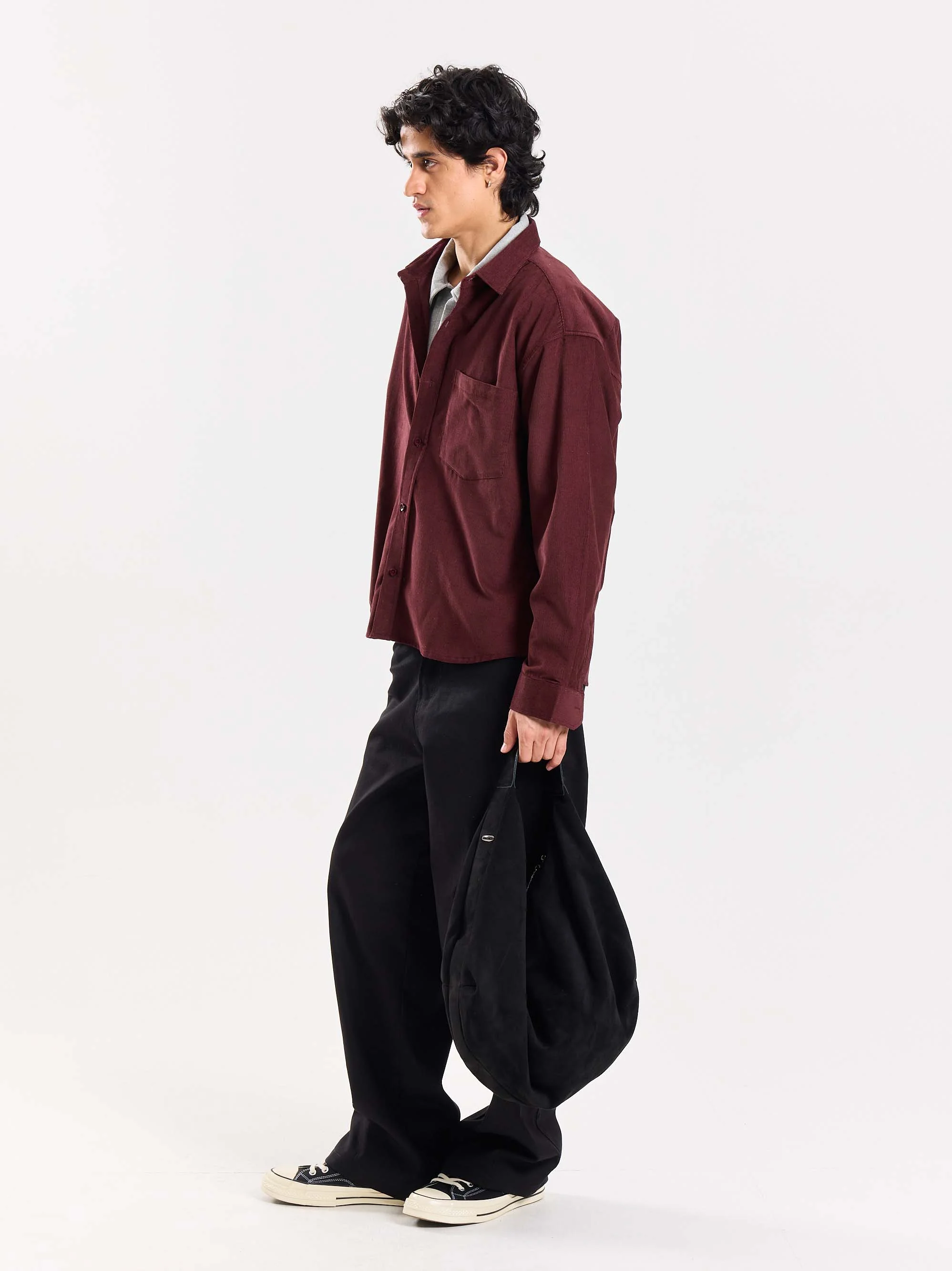 Burgundy Corduroy Oversized Shirt - Image 4