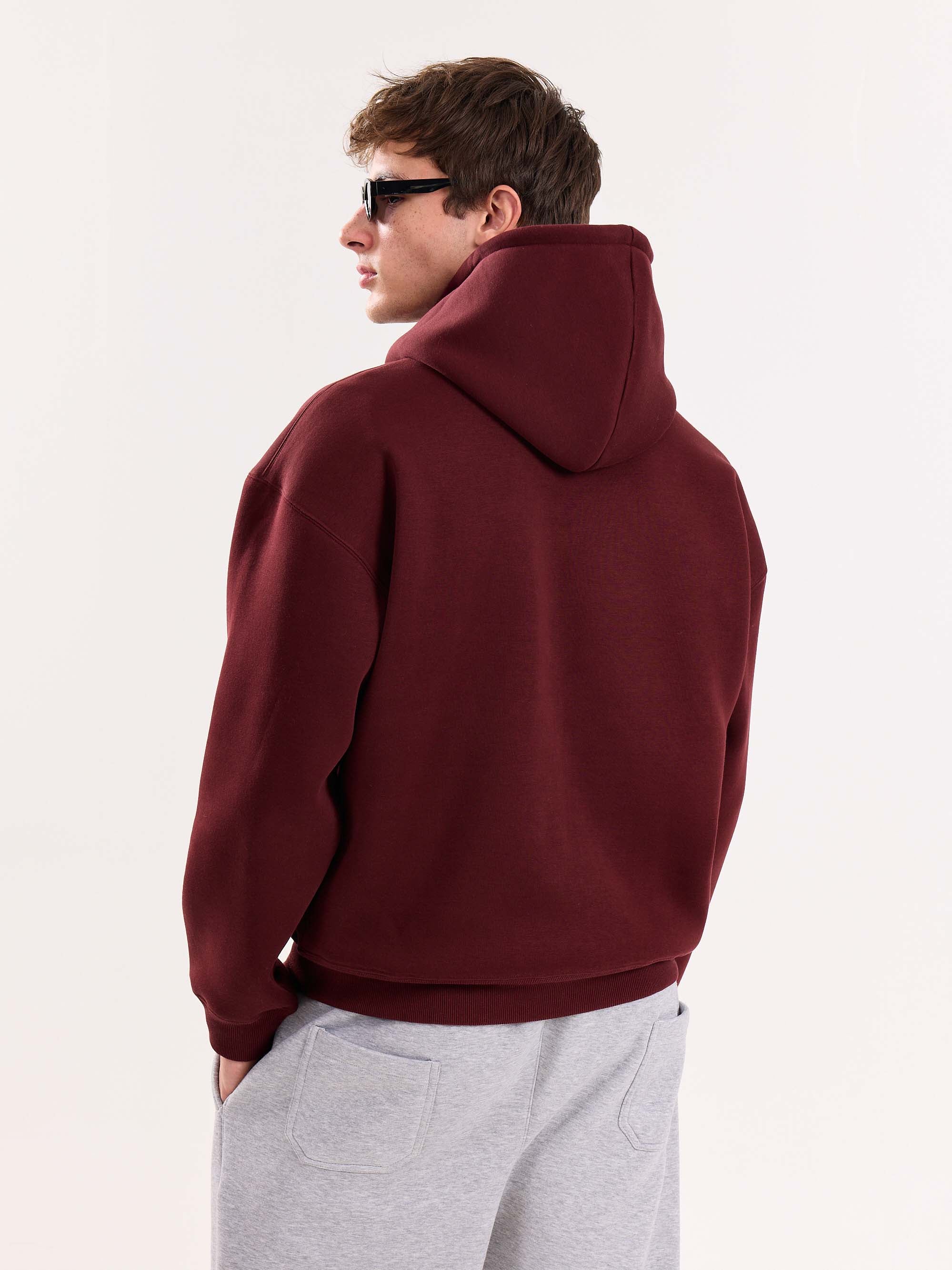 Burgundy Cropped Fit Hoodie - Image 8