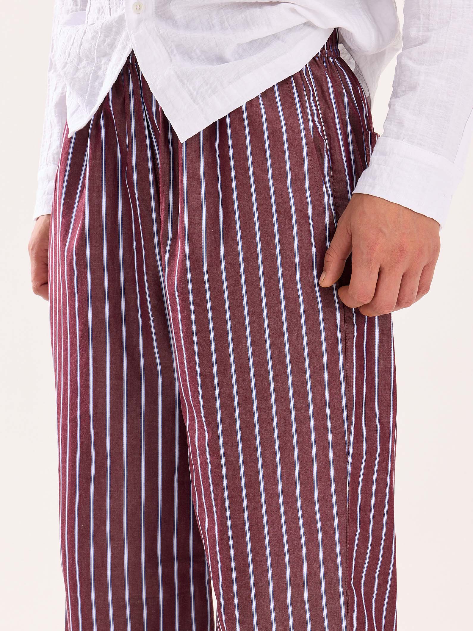 Burgundy Striped Poplin Pull-on Pants - Image 5