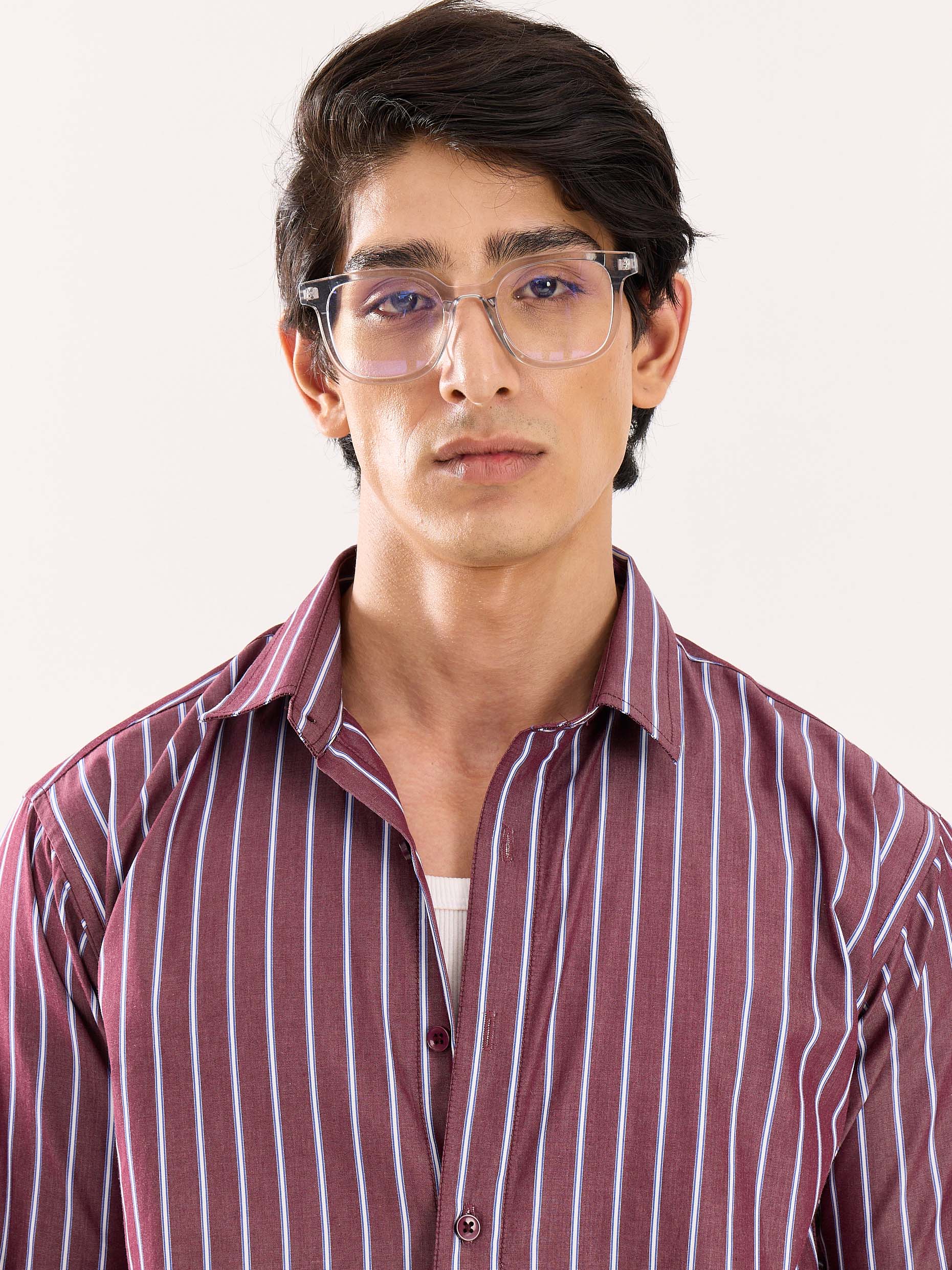 Burgundy Striped Poplin Shirt - Image 5