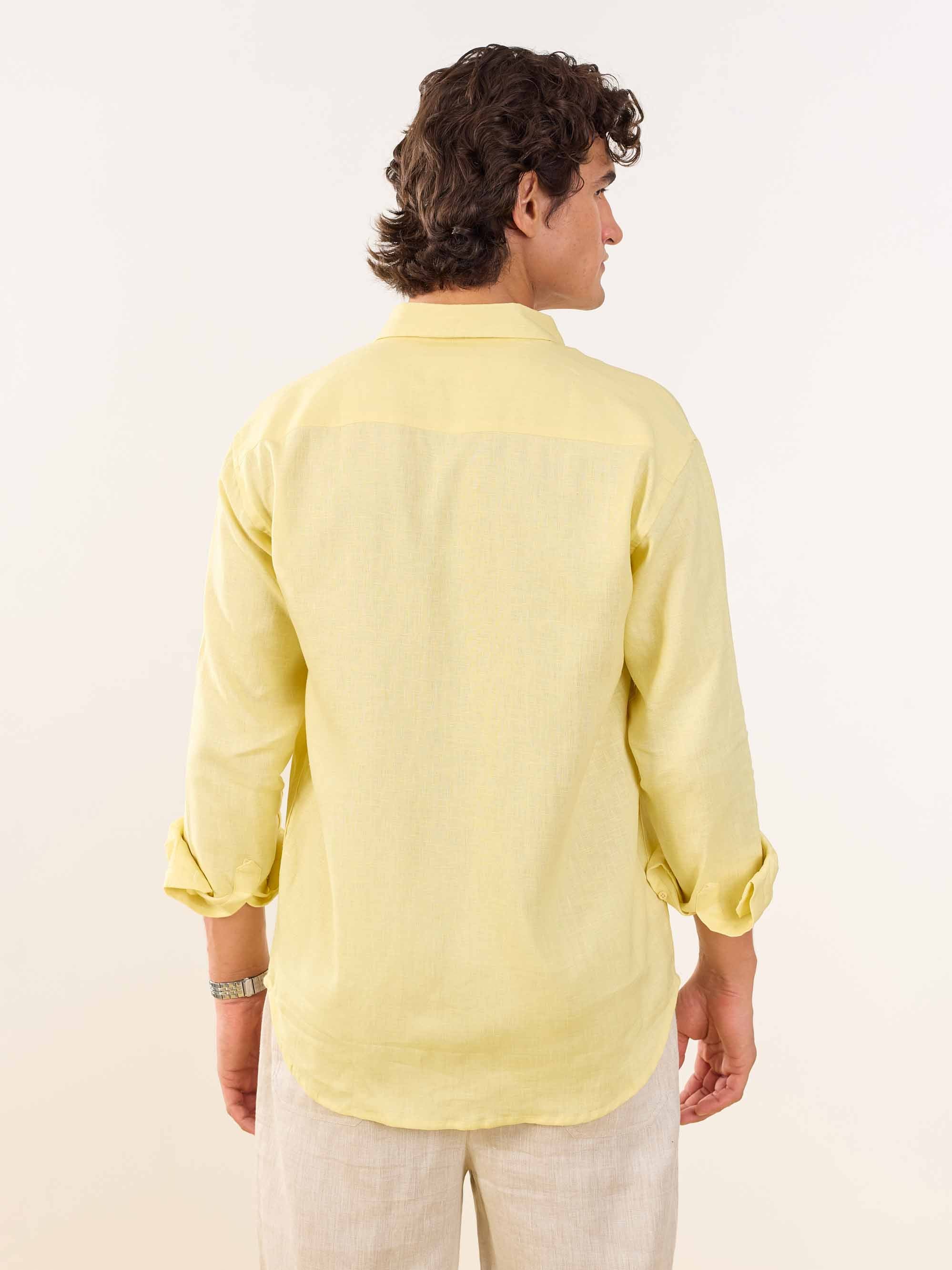 Butter Yellow Irish Linen Shirt - Image 7