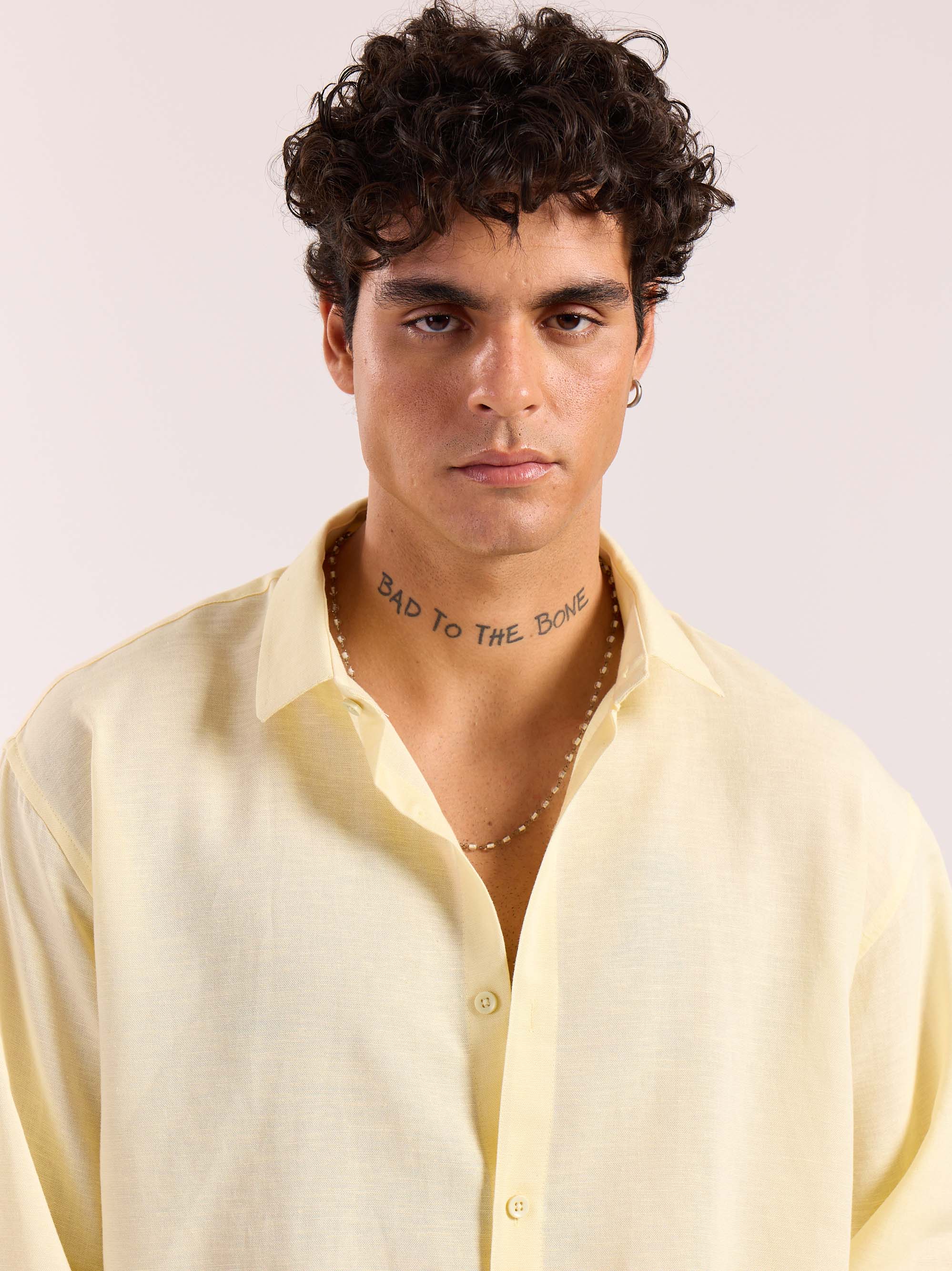 Butter Yellow Linen Cropped Shirt ( Pre-Order ) - Image 6