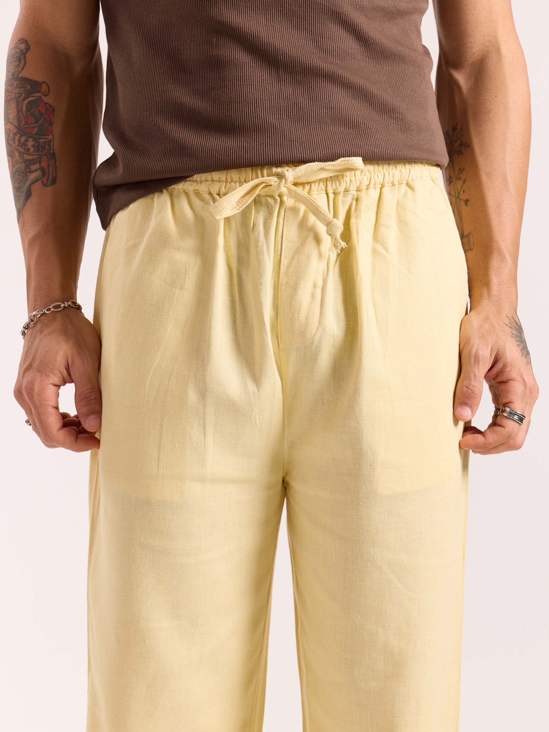 Butter Yellow Linen Pull-on Pants - Image 6