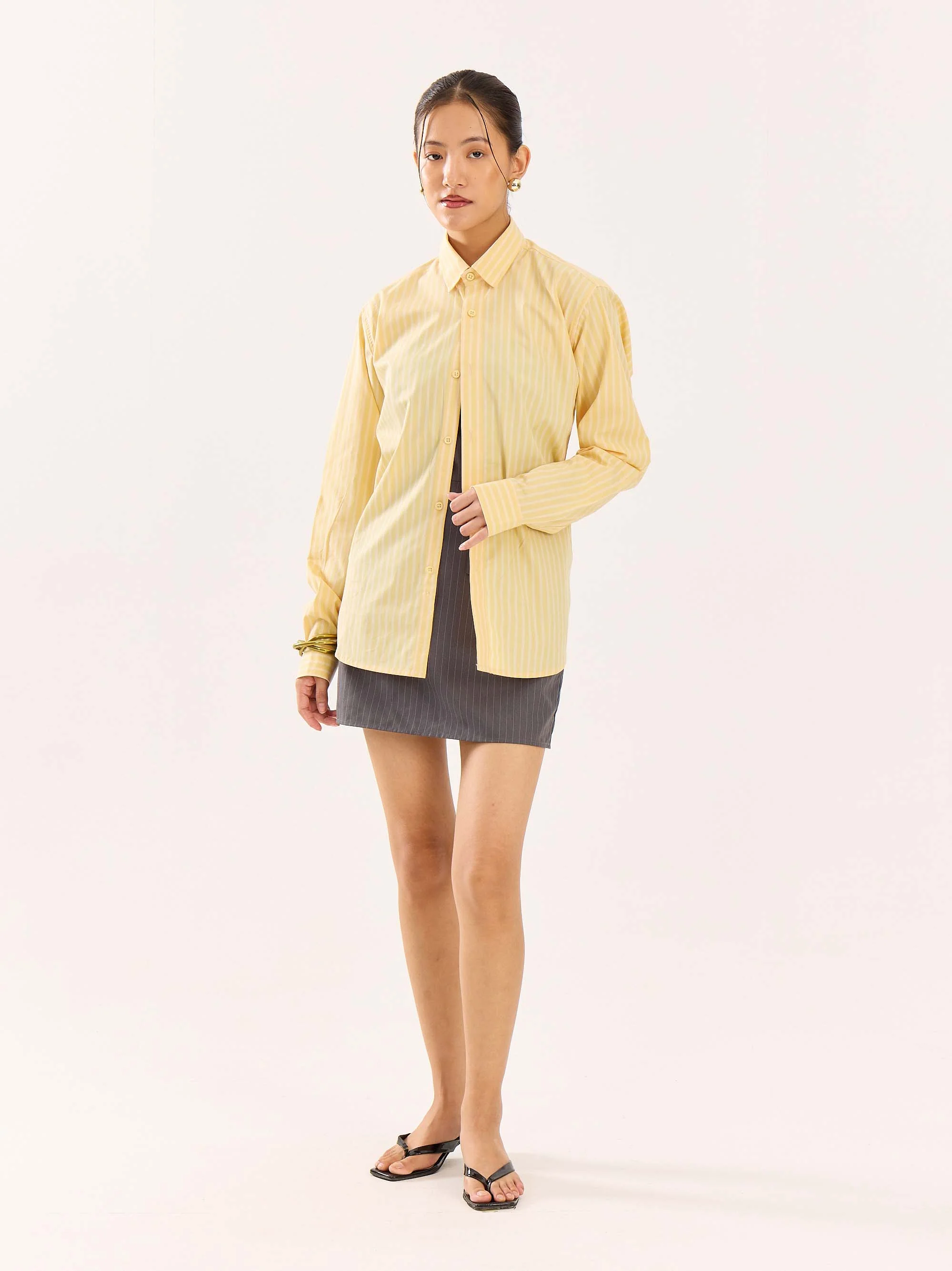 Butter Yellow Striped Poplin Shirt - Image 2