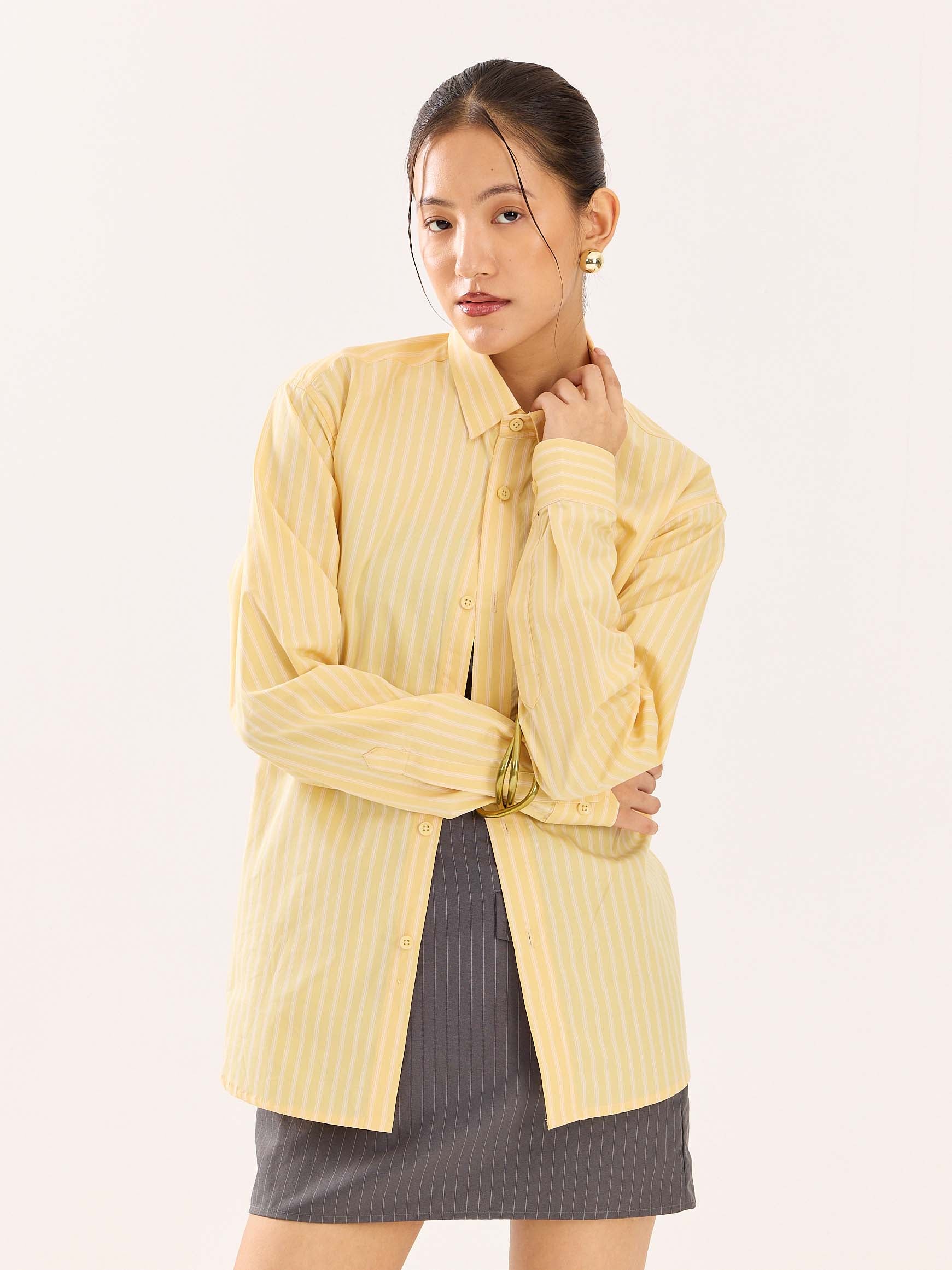 Butter Yellow Striped Poplin Shirt - Image 4
