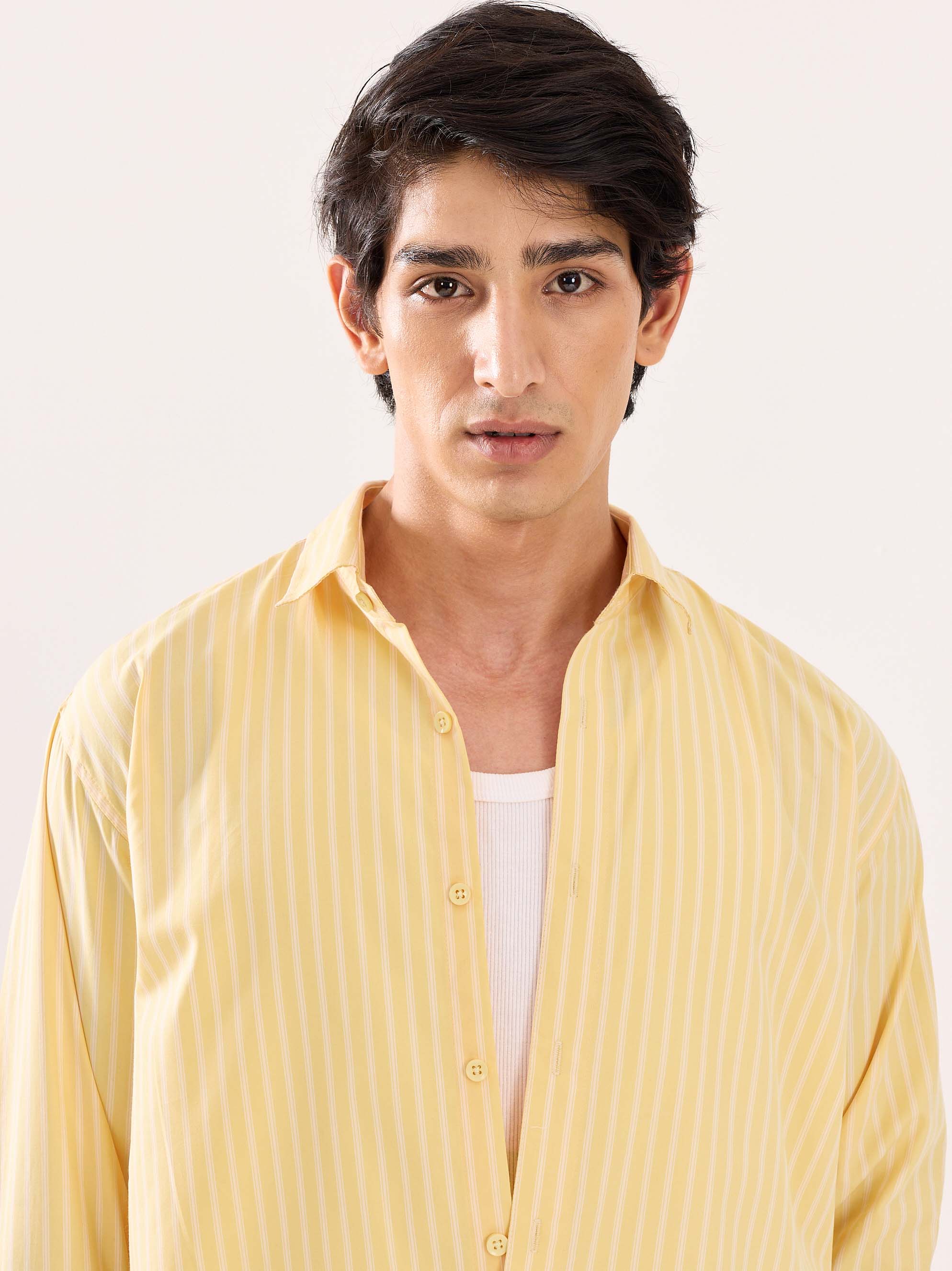 Butter Yellow Striped Poplin Shirt - Image 5