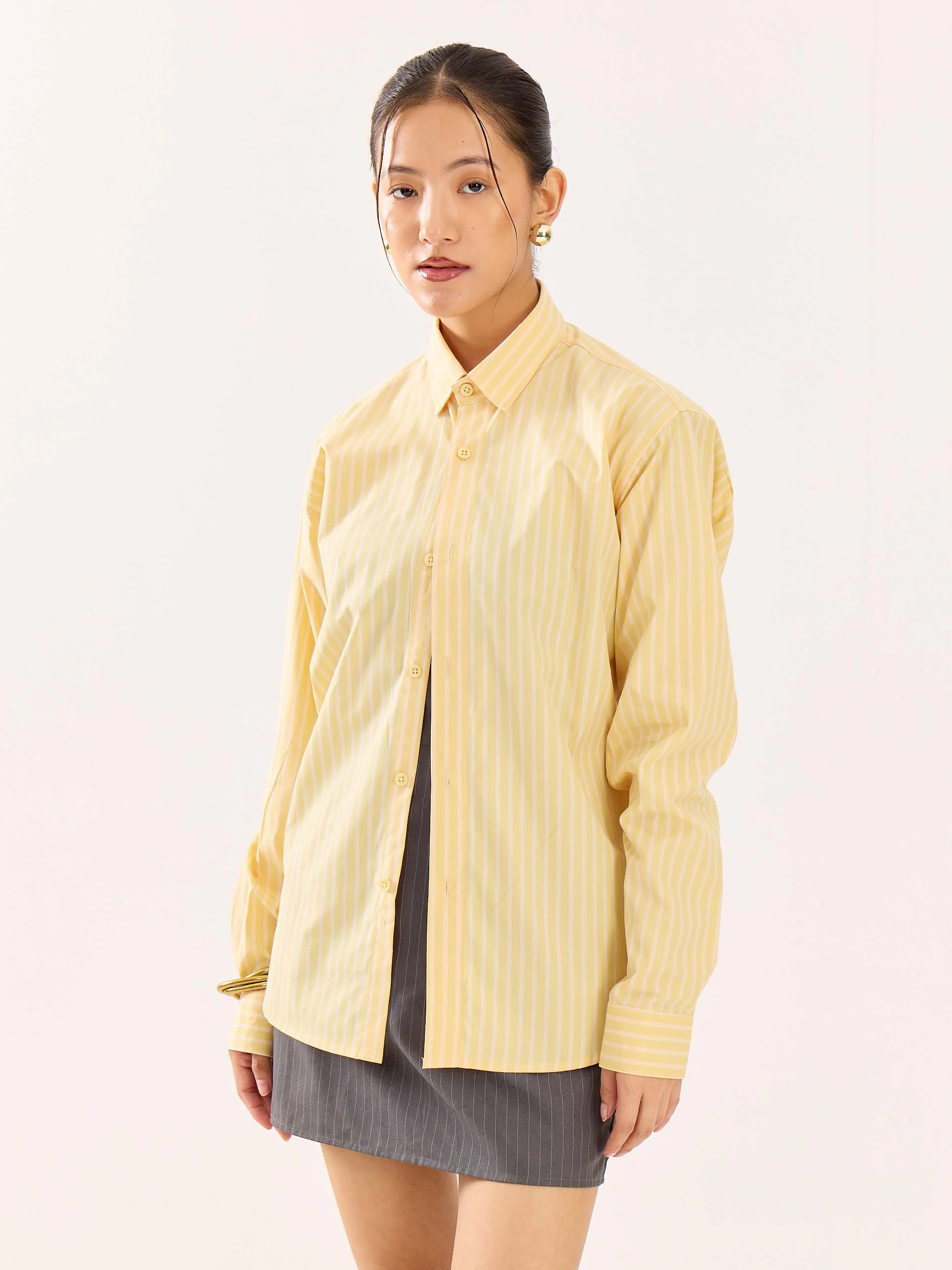 Butter Yellow Striped Poplin Shirt - Image 6
